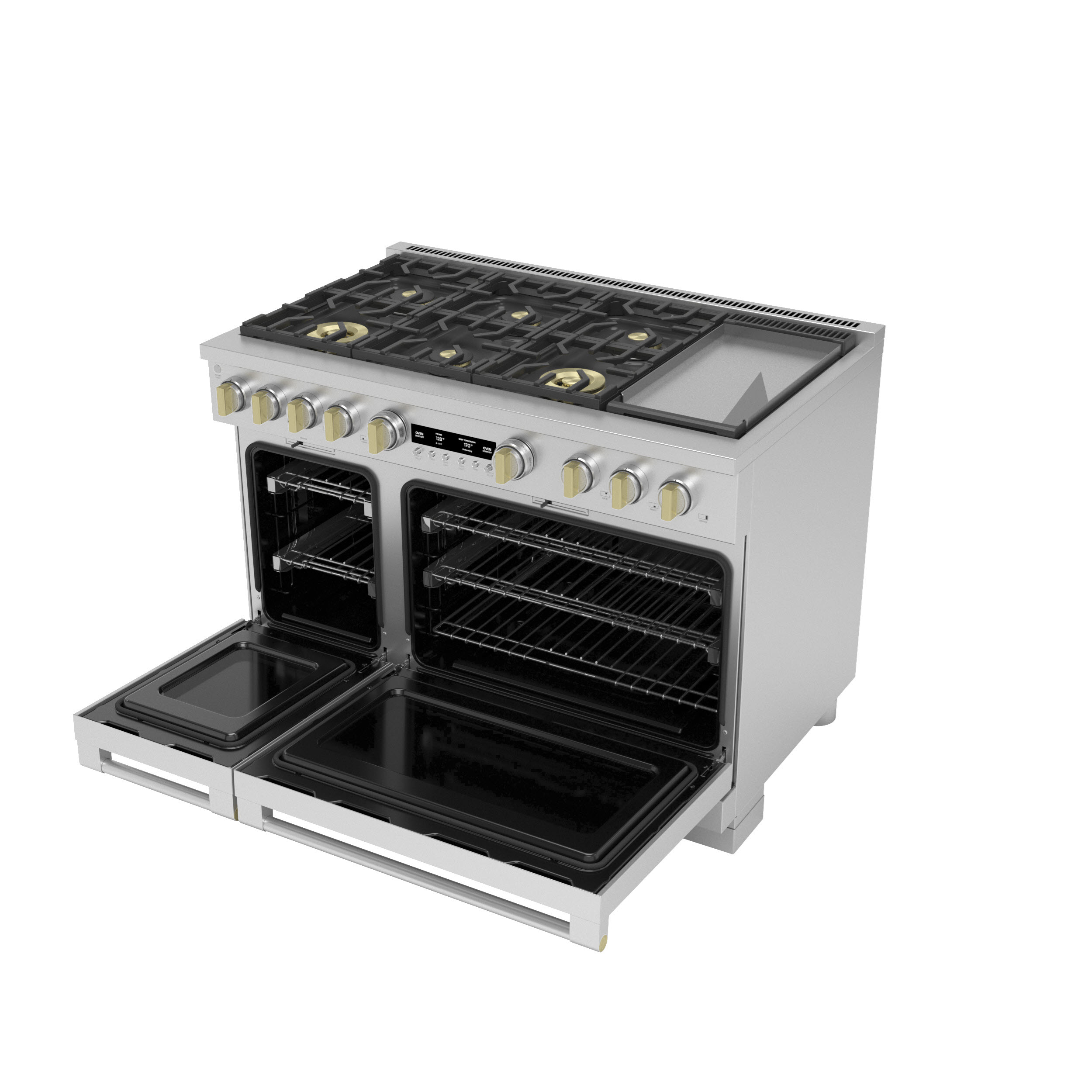 Model: ZGP486NDTSS | Monogram Monogram 48" All Gas Professional Range with 6 Burners and Griddle