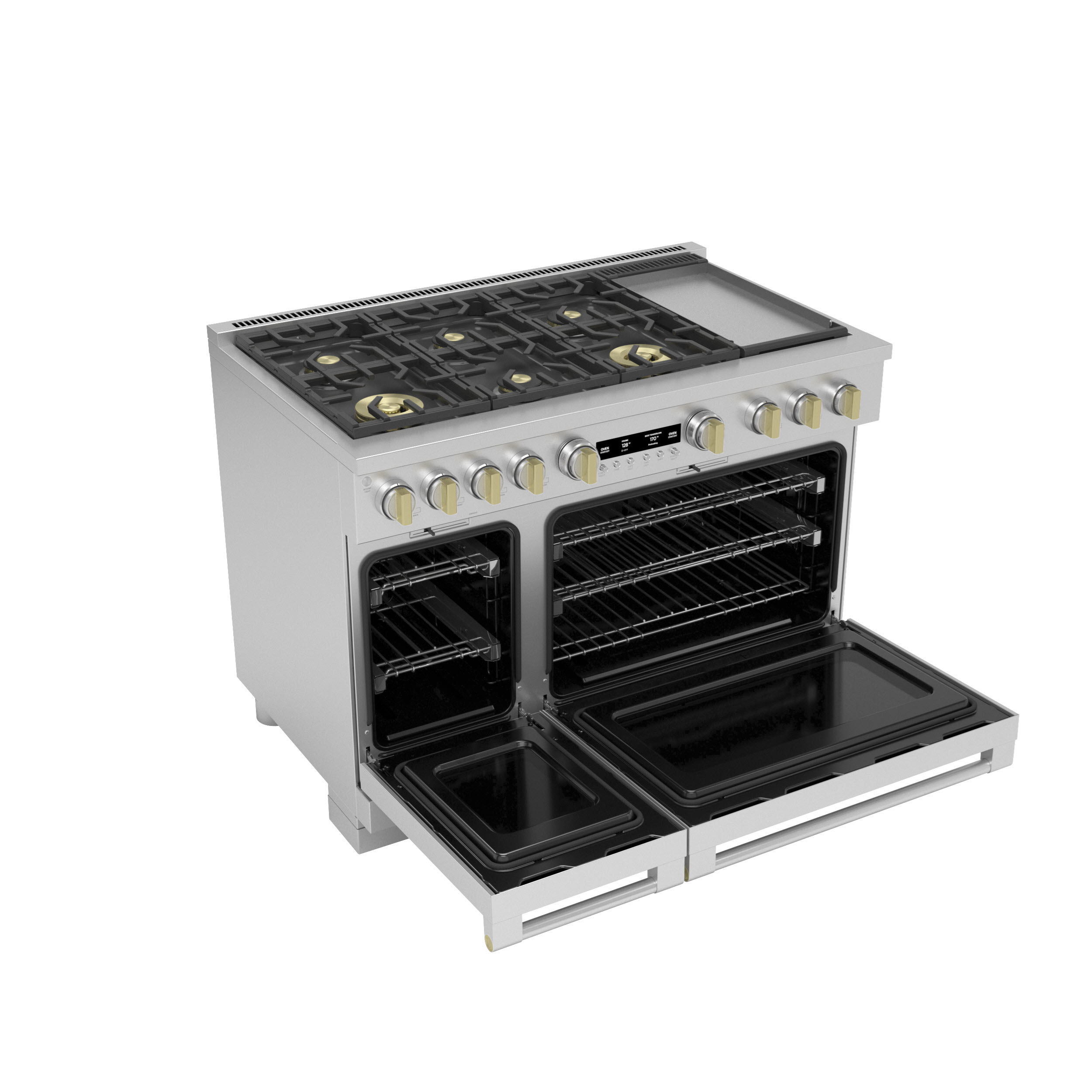 Model: ZGP486NDTSS | Monogram Monogram 48" All Gas Professional Range with 6 Burners and Griddle