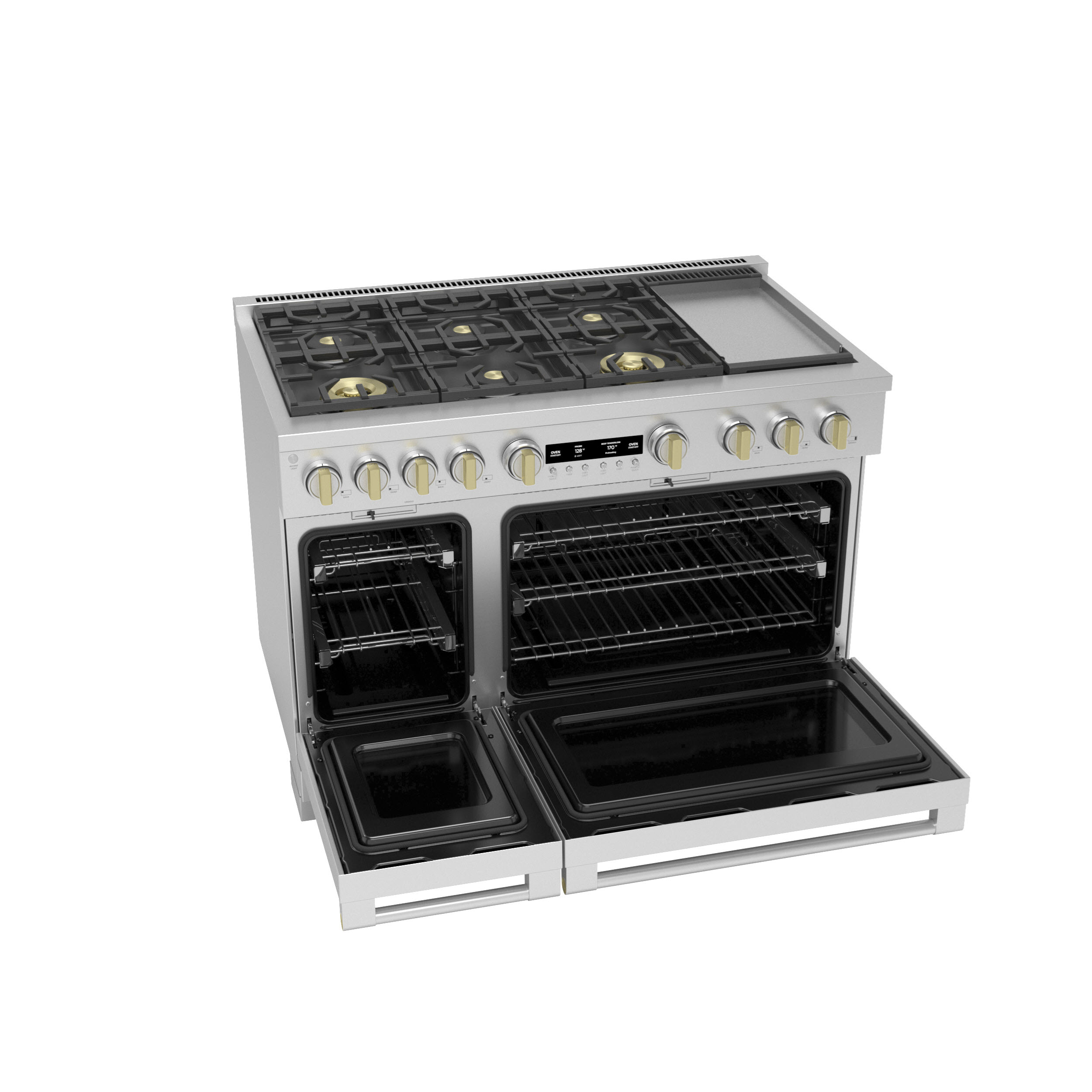 Model: ZGP486NDTSS | Monogram Monogram 48" All Gas Professional Range with 6 Burners and Griddle