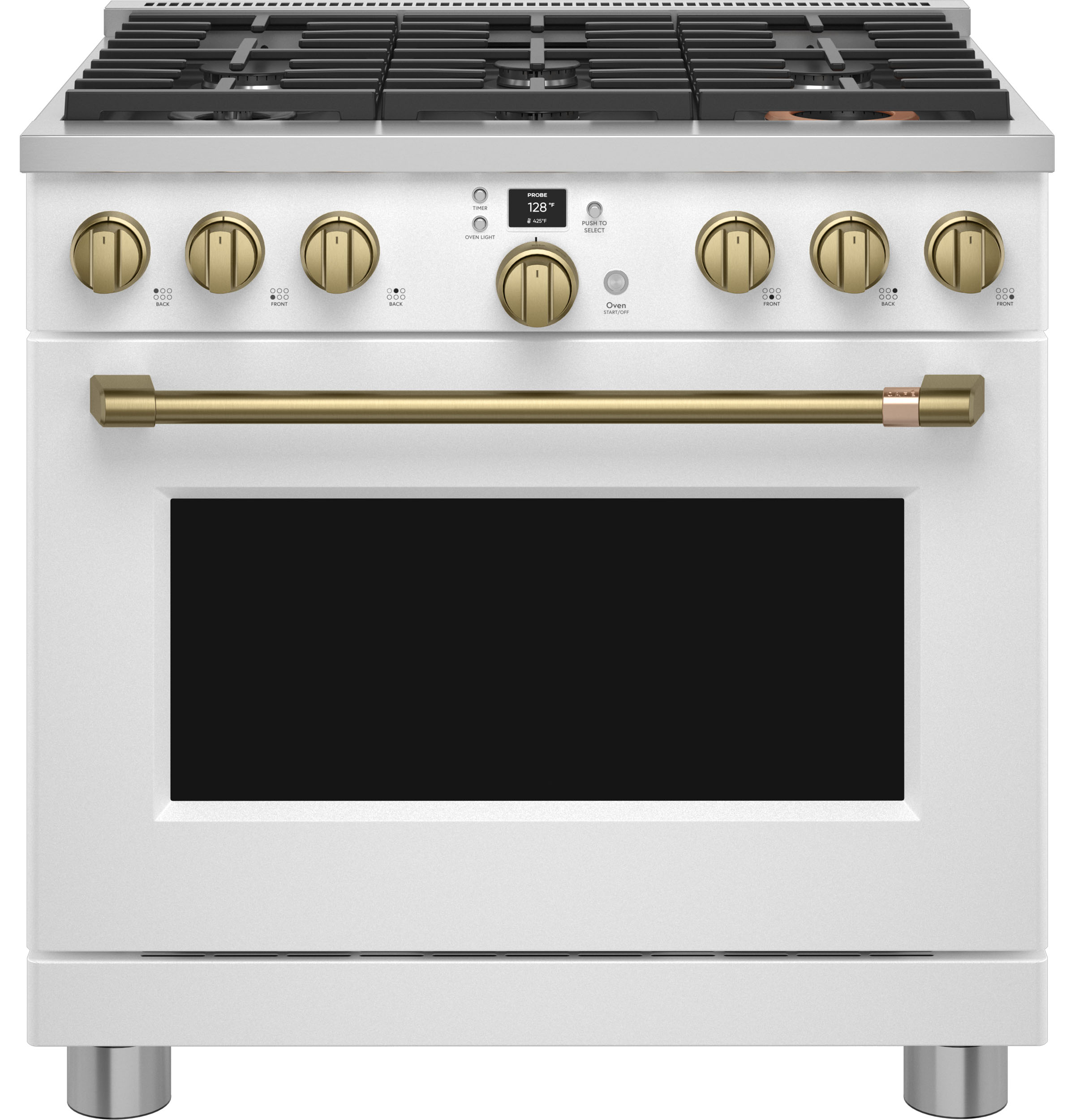Model: C2Y366P4TW2 | Cafe Café™ 36" Smart Dual-Fuel Commercial-Style Range with 6 Burners (Natural Gas)