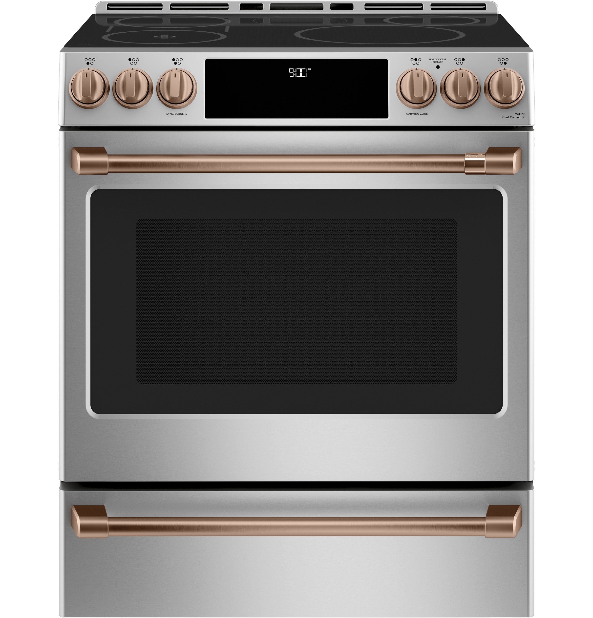 Model: CXFCHHKPMCU | Cafe Café™ Front Control Induction Knobs and Handles - Brushed Copper