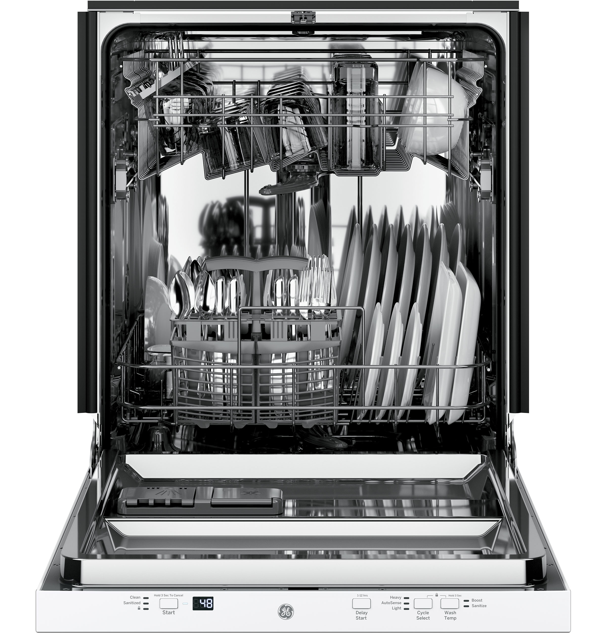 Model: GDT225SGLWW | GE GE® ENERGY STAR® ADA Compliant Stainless Steel Interior Dishwasher with Sanitize Cycle