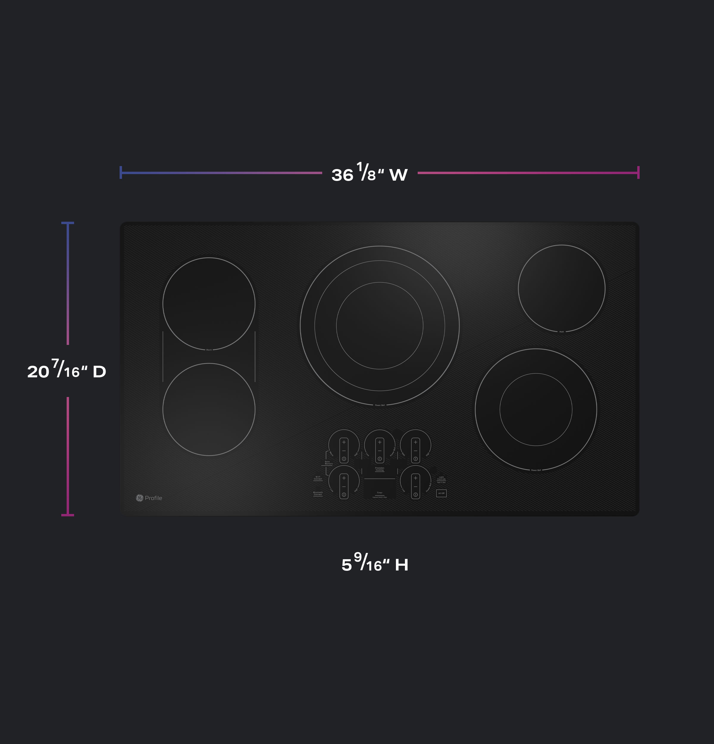 Model: PEP7036DTBB | GE Profile GE Profile™ 36" Built-In Touch Control Electric Cooktop