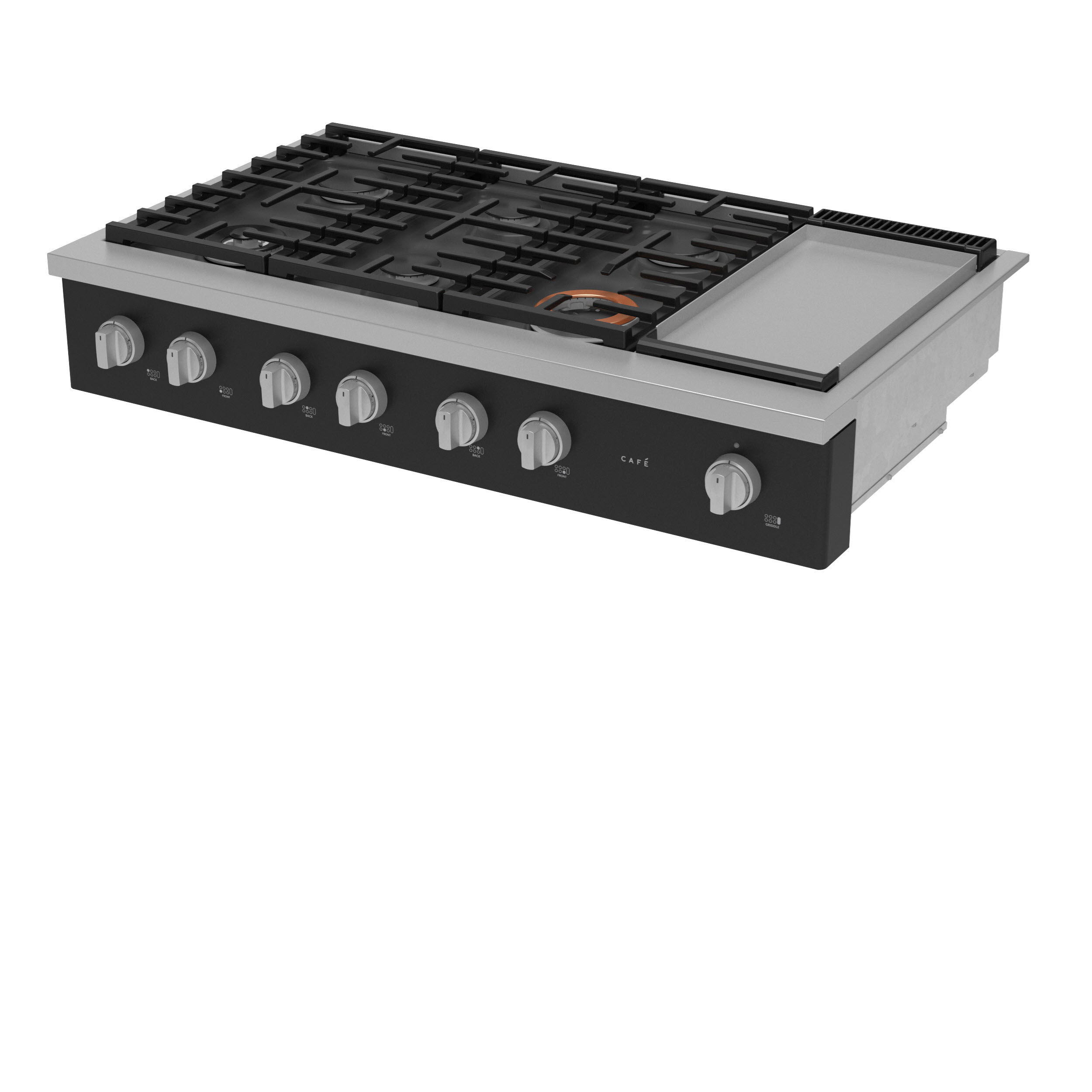 Model: CGU486P3TD1 | Cafe Café™ 48" Commercial-Style Gas Rangetop with 6 Burners and Integrated Griddle (Natural Gas)