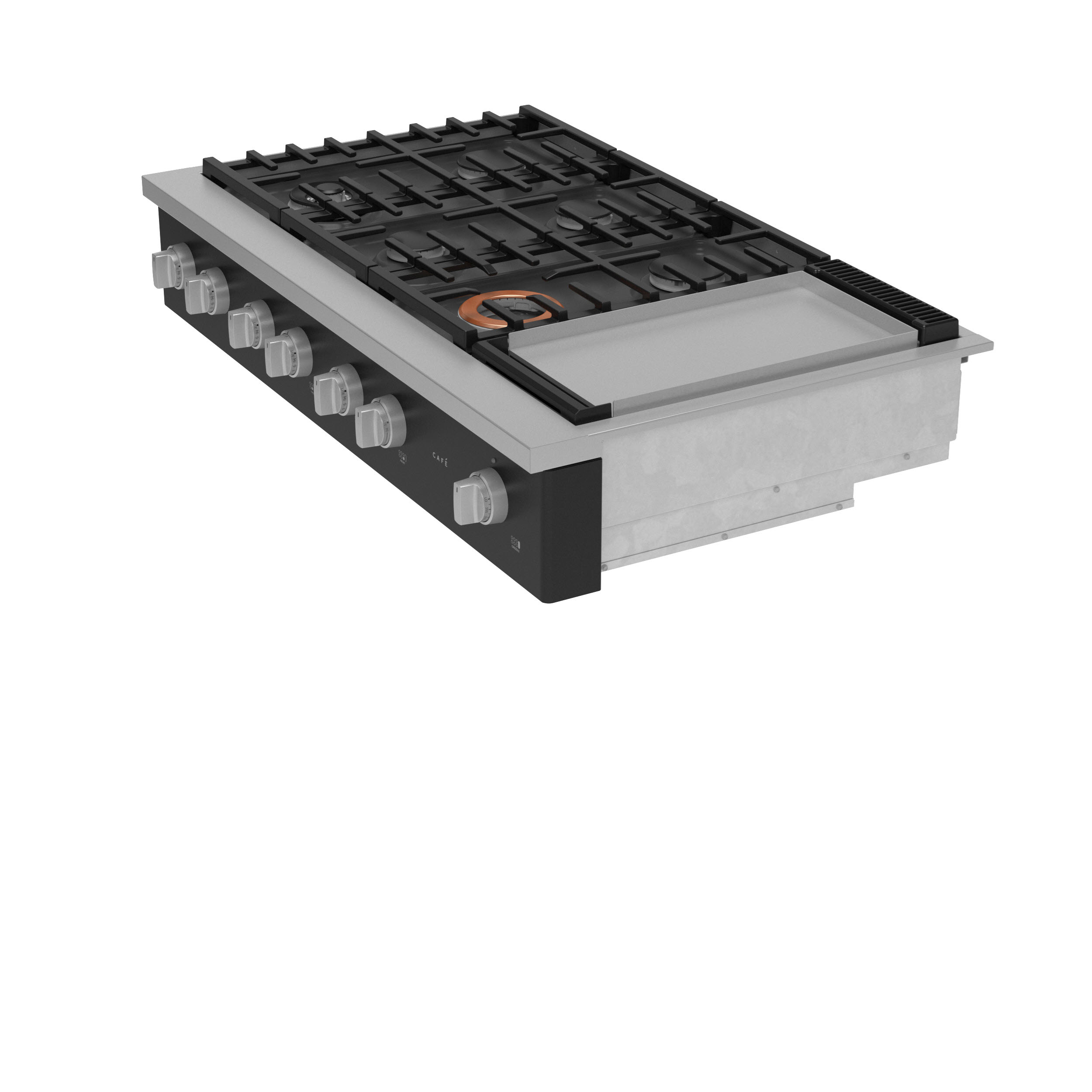 Model: CGU486P3TD1 | Cafe Café™ 48" Commercial-Style Gas Rangetop with 6 Burners and Integrated Griddle (Natural Gas)