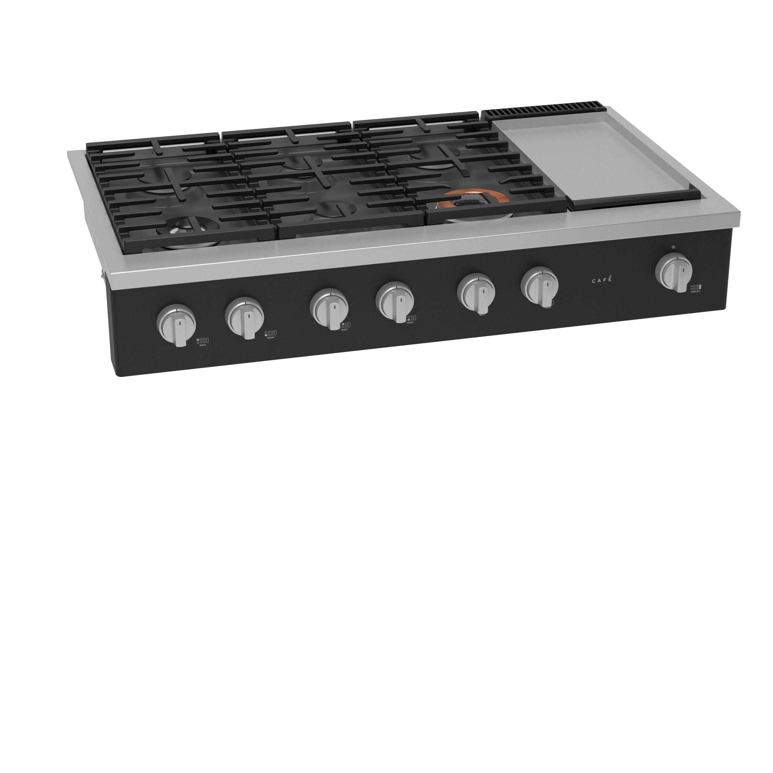 Model: CGU486P3TD1 | Cafe Café™ 48" Commercial-Style Gas Rangetop with 6 Burners and Integrated Griddle (Natural Gas)