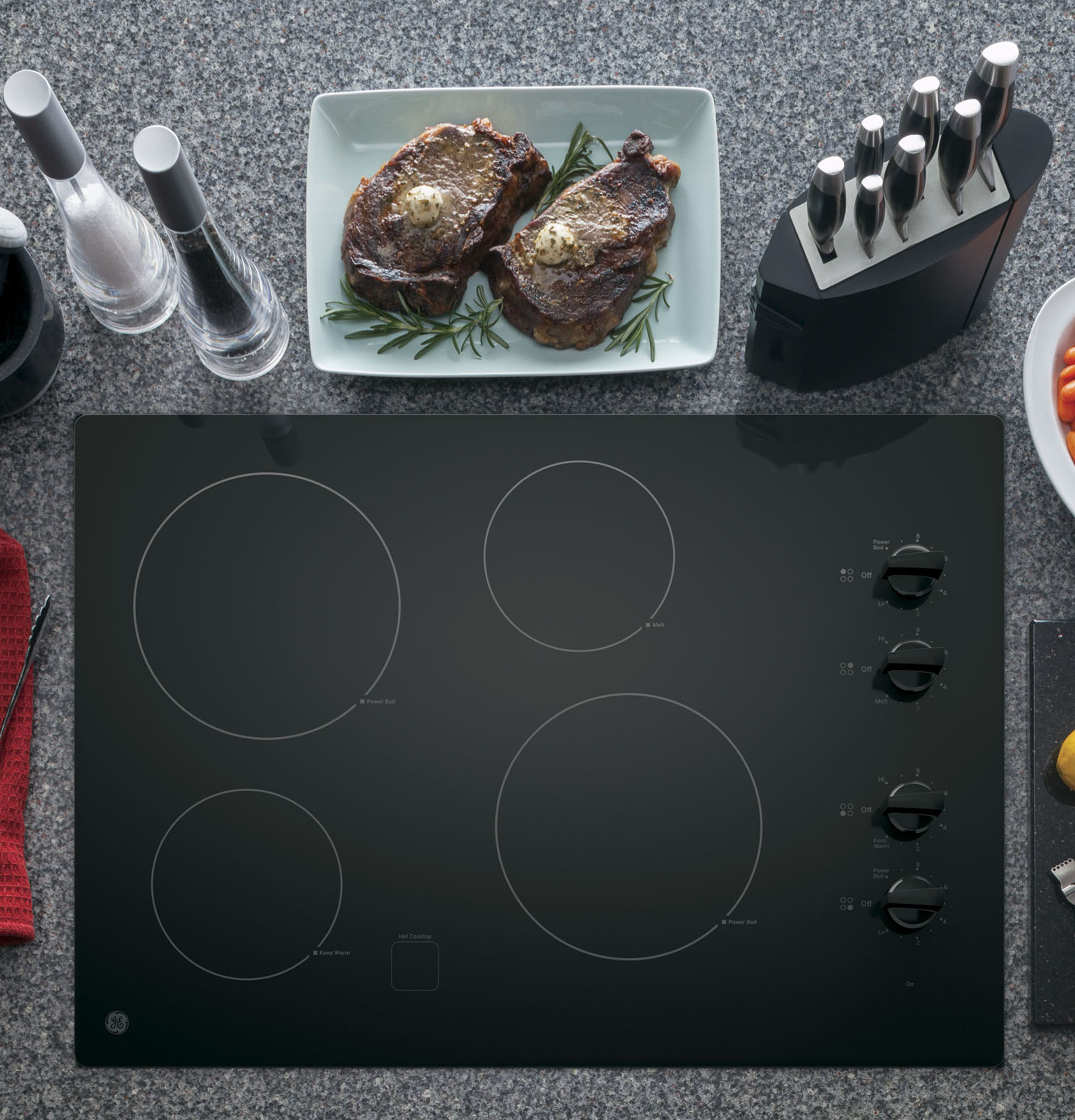 Model: JP3030DWBB | GE GE® 30" Built-In Knob Control Electric Cooktop