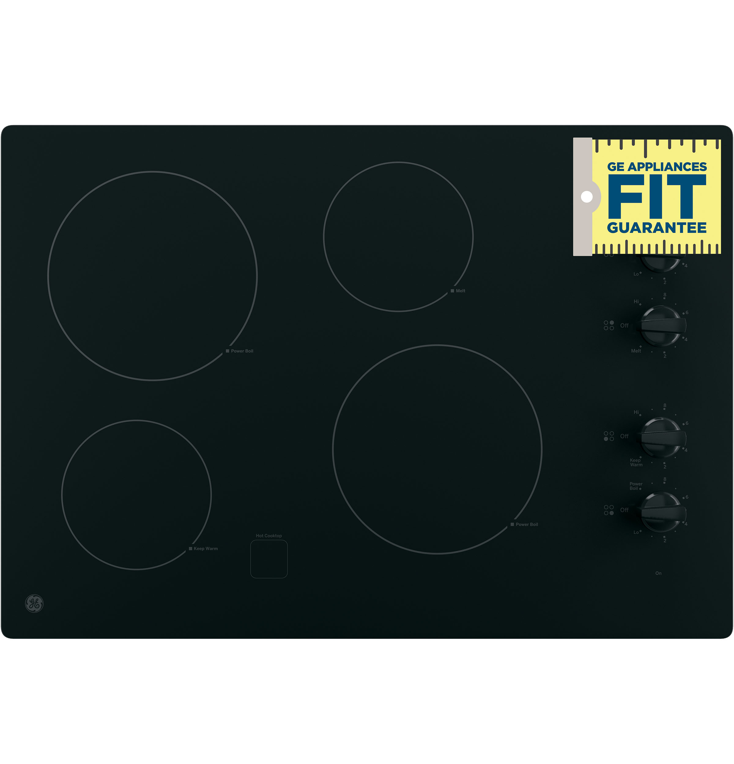 Model: JP3030DWBB | GE GE® 30" Built-In Knob Control Electric Cooktop