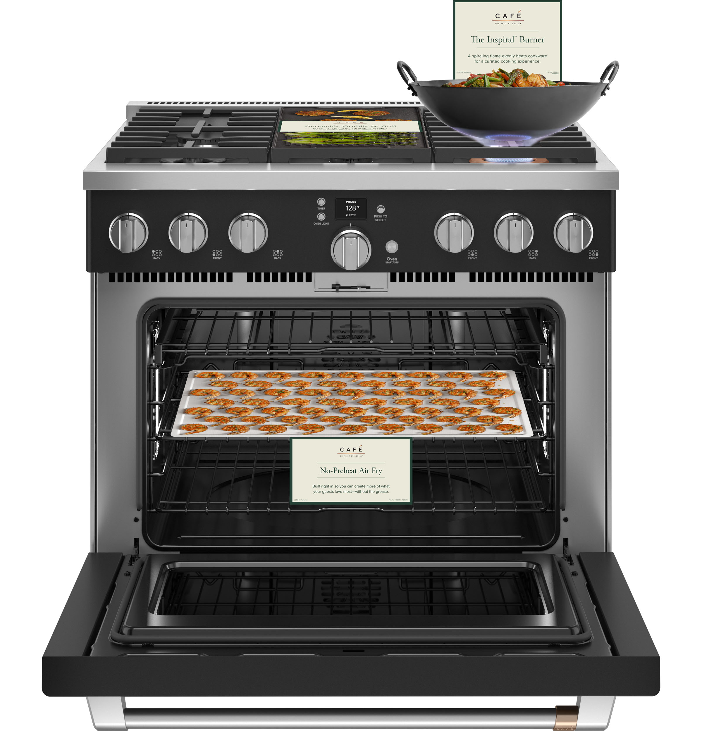 Model: C2Y366P3TD1 | Cafe Café™ 36" Smart Dual-Fuel Commercial-Style Range with 6 Burners (Natural Gas)