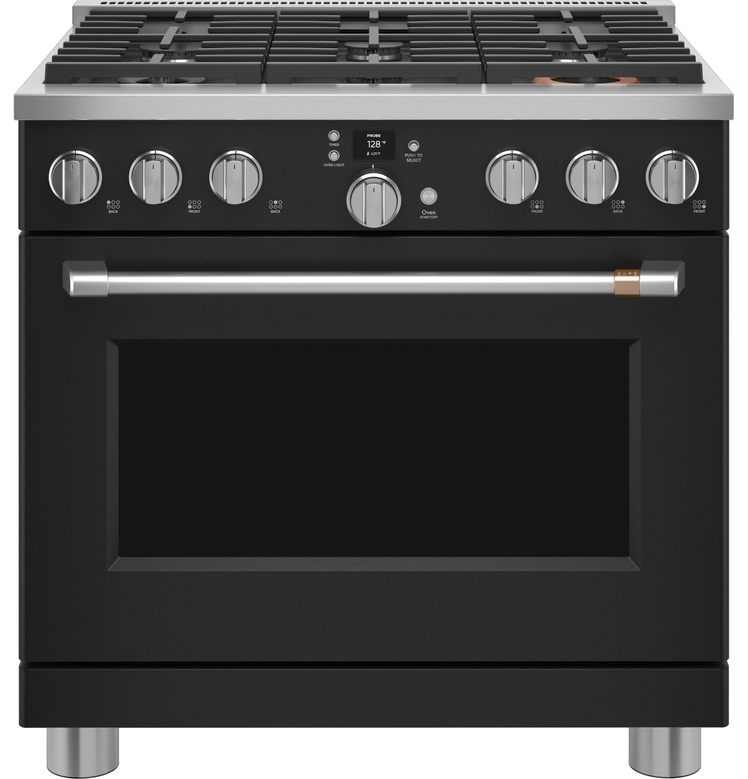 Model: C2Y366P3TD1 | Cafe Café™ 36" Smart Dual-Fuel Commercial-Style Range with 6 Burners (Natural Gas)