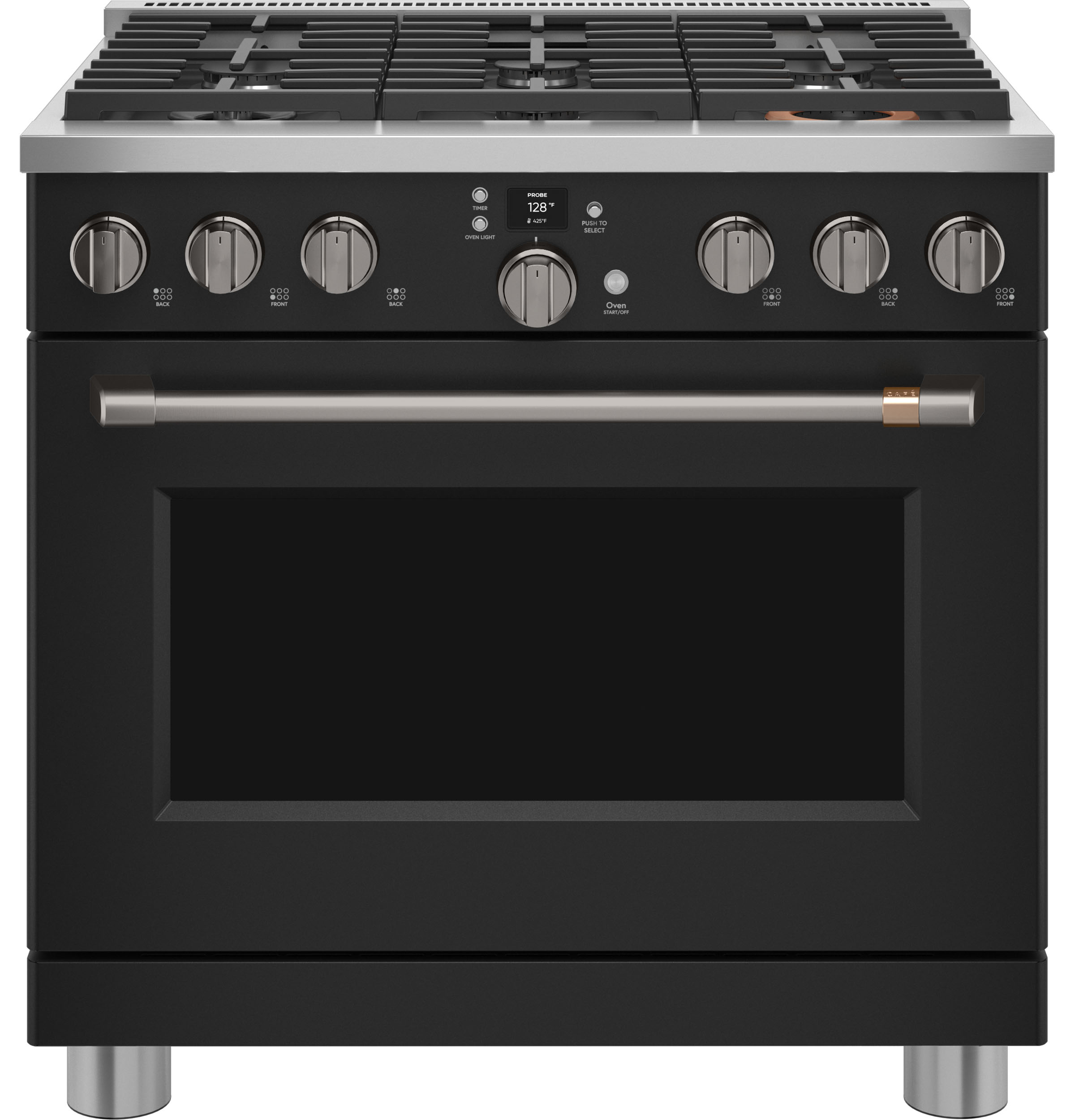 Model: C2Y366P3TD1 | Cafe Café™ 36" Smart Dual-Fuel Commercial-Style Range with 6 Burners (Natural Gas)