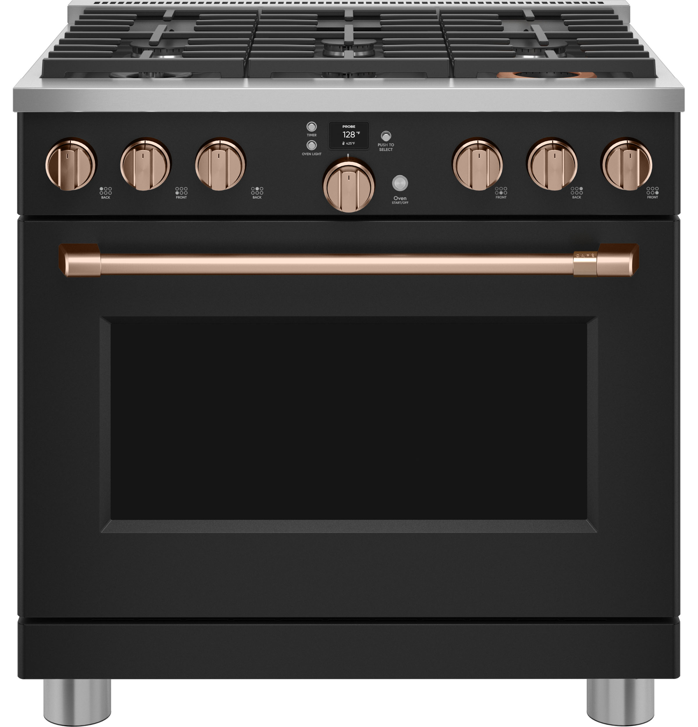 Model: C2Y366P3TD1 | Cafe Café™ 36" Smart Dual-Fuel Commercial-Style Range with 6 Burners (Natural Gas)