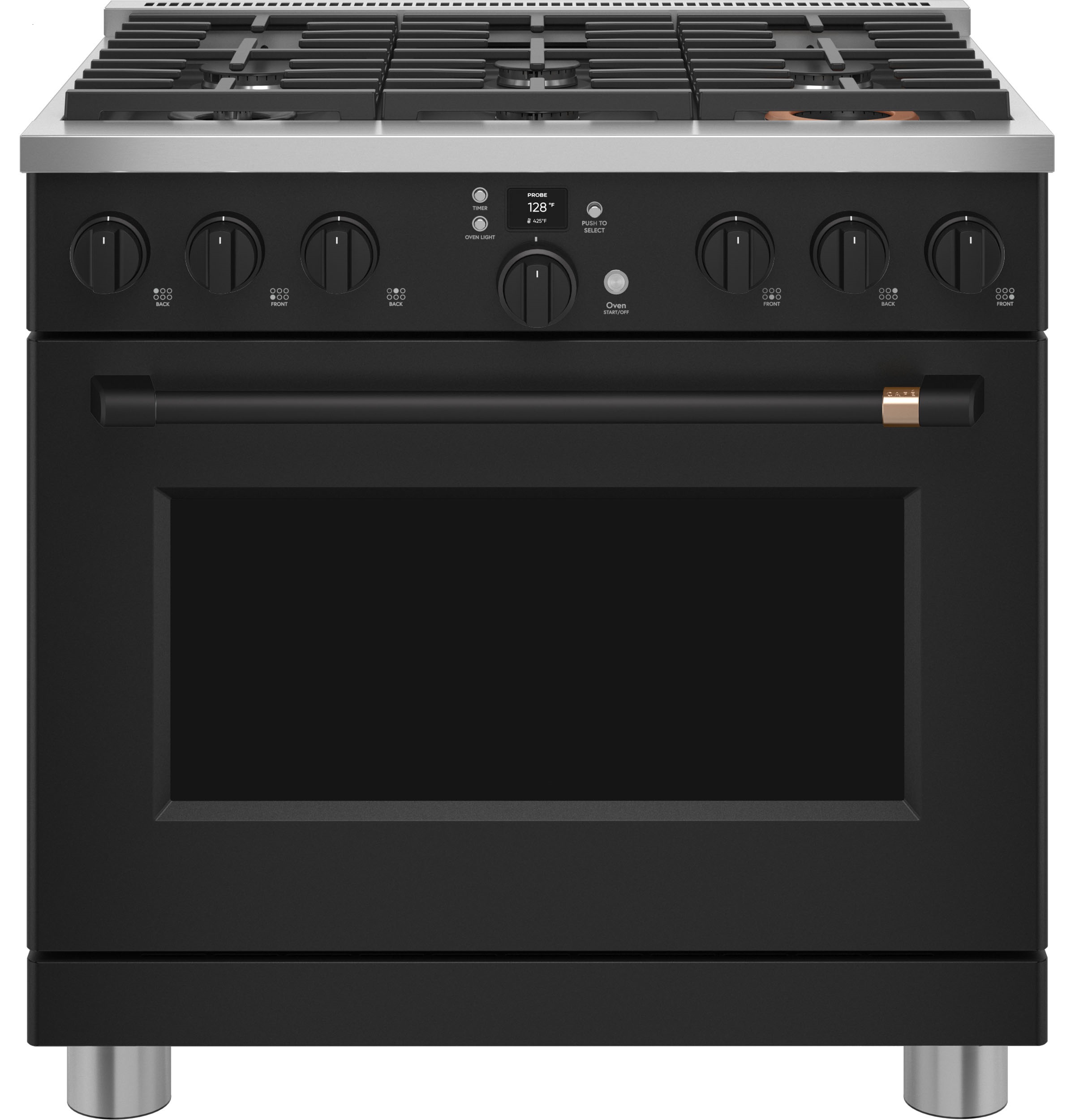 Model: C2Y366P3TD1 | Cafe Café™ 36" Smart Dual-Fuel Commercial-Style Range with 6 Burners (Natural Gas)