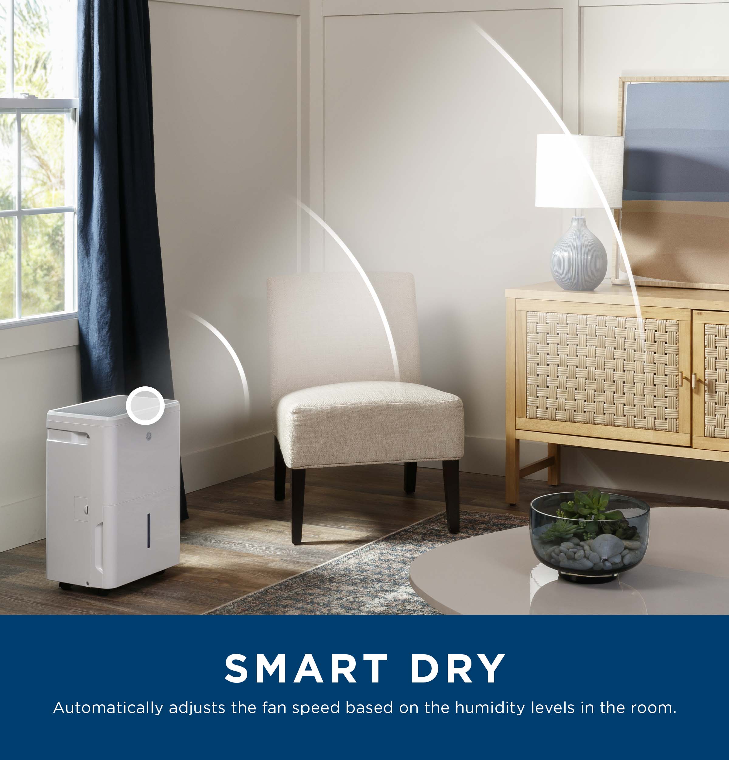 Model: ADYR35LC | GE GE® ENERGY STAR® 35 Pint Portable Dehumidifier with Smart Dry for Very Damp Spaces