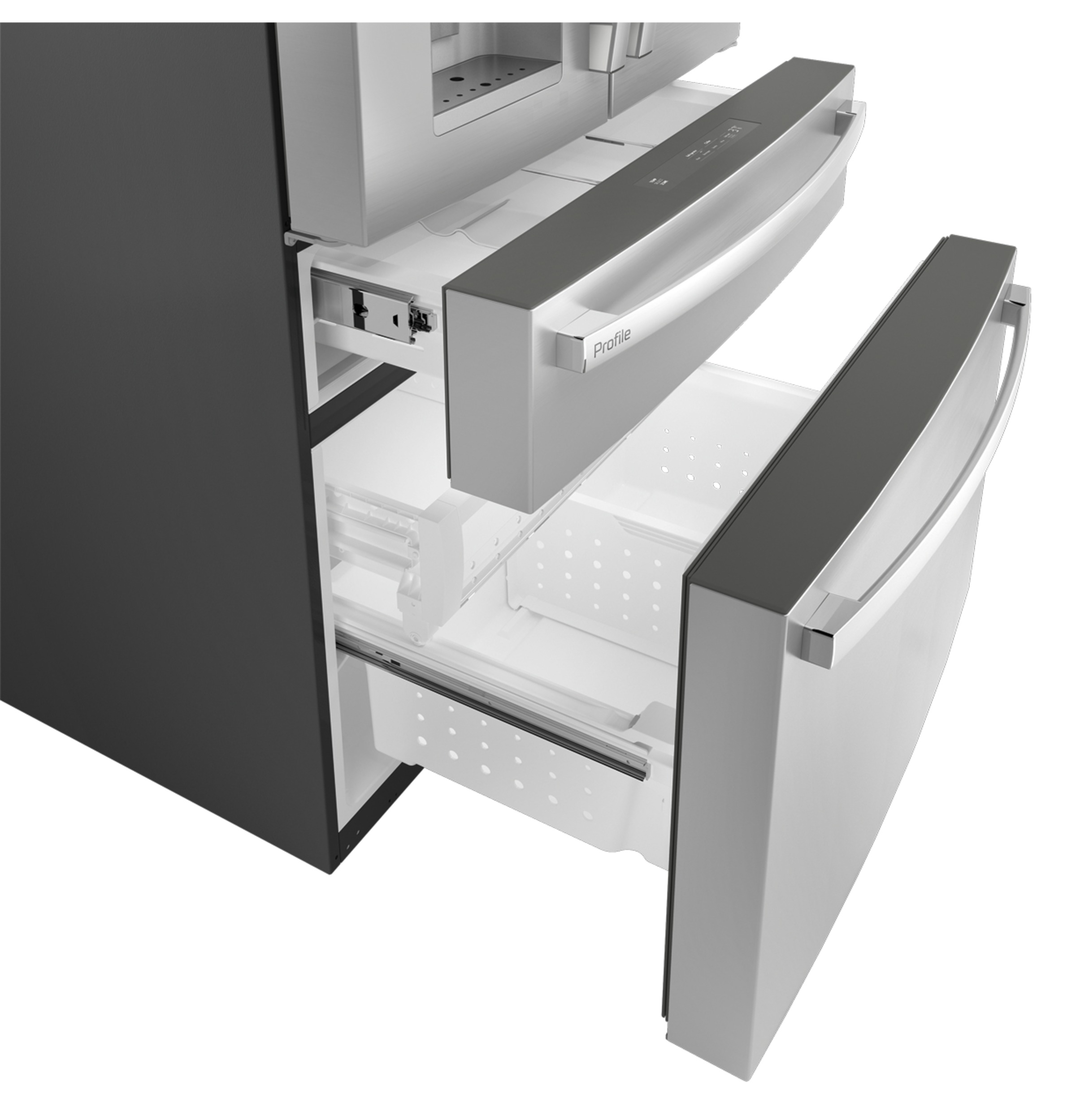 Model: PVD28BYNFS - S/D | GE Profile GE Profile™ ENERGY STAR® 27.9 Cu. Ft. Smart Fingerprint Resistant 4-Door French-Door Refrigerator with Door In Door
