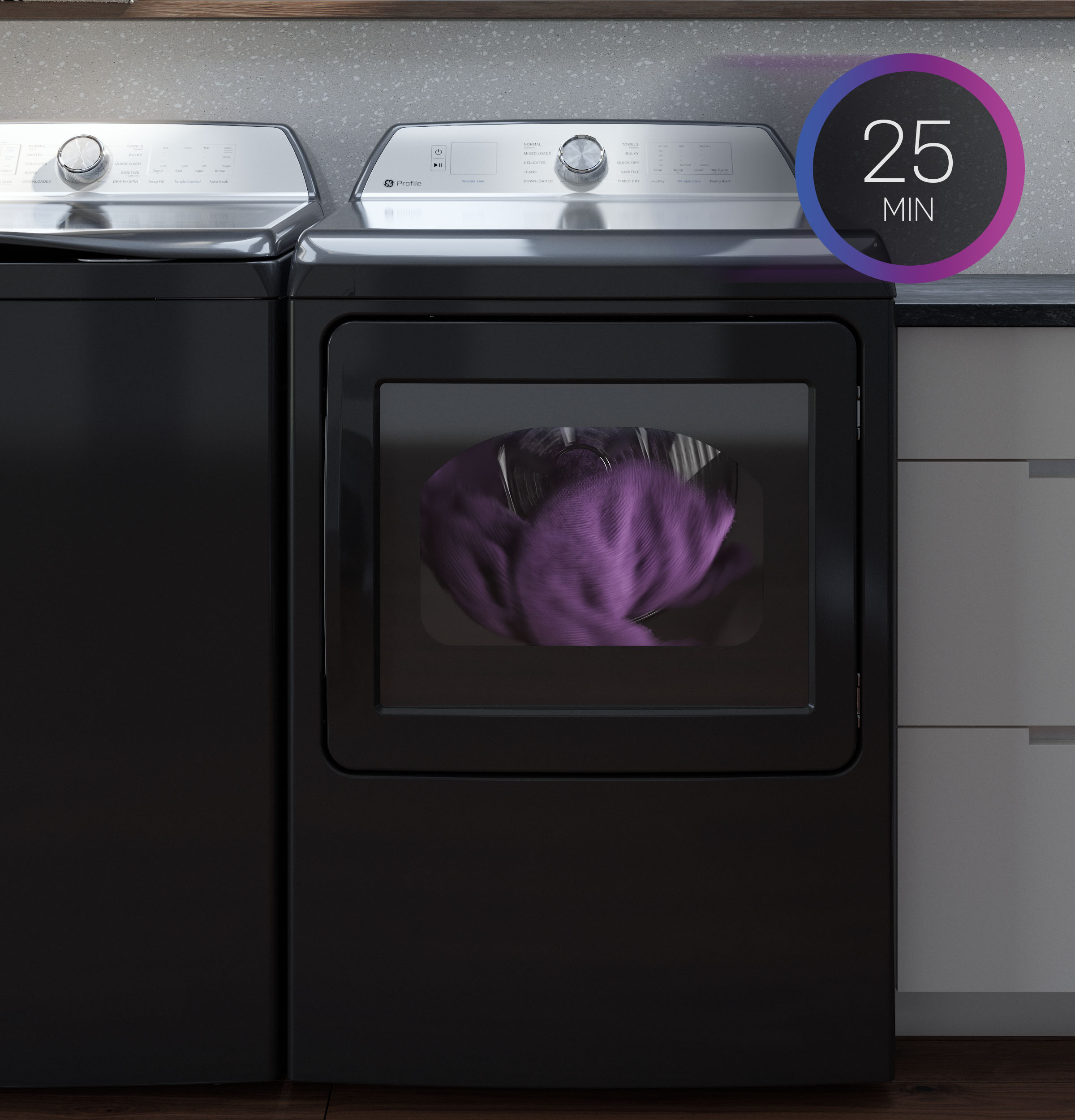 Model: PTD90EBPTRS | GE Profile GE Profile™ ENERGY STAR® 7.3 cu. ft. Capacity Smart Electric Dryer with Fabric Refresh