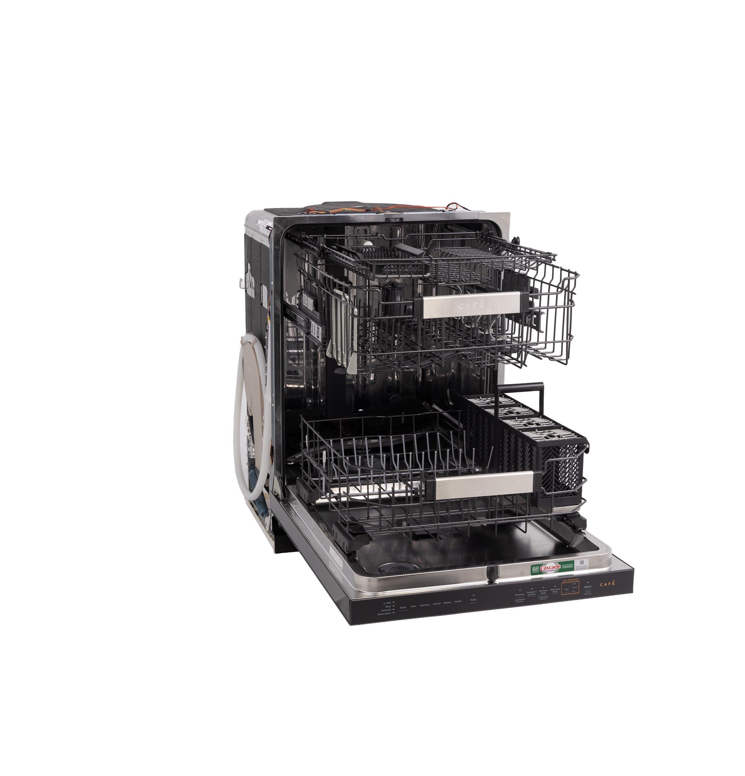 Model: CDP888M5VS5 | Cafe Café™ CustomFit ENERGY STAR Stainless Interior Smart Dishwasher with Ultra Wash Top Rack and LED Lights, 39 dBA in Platinum Glass
