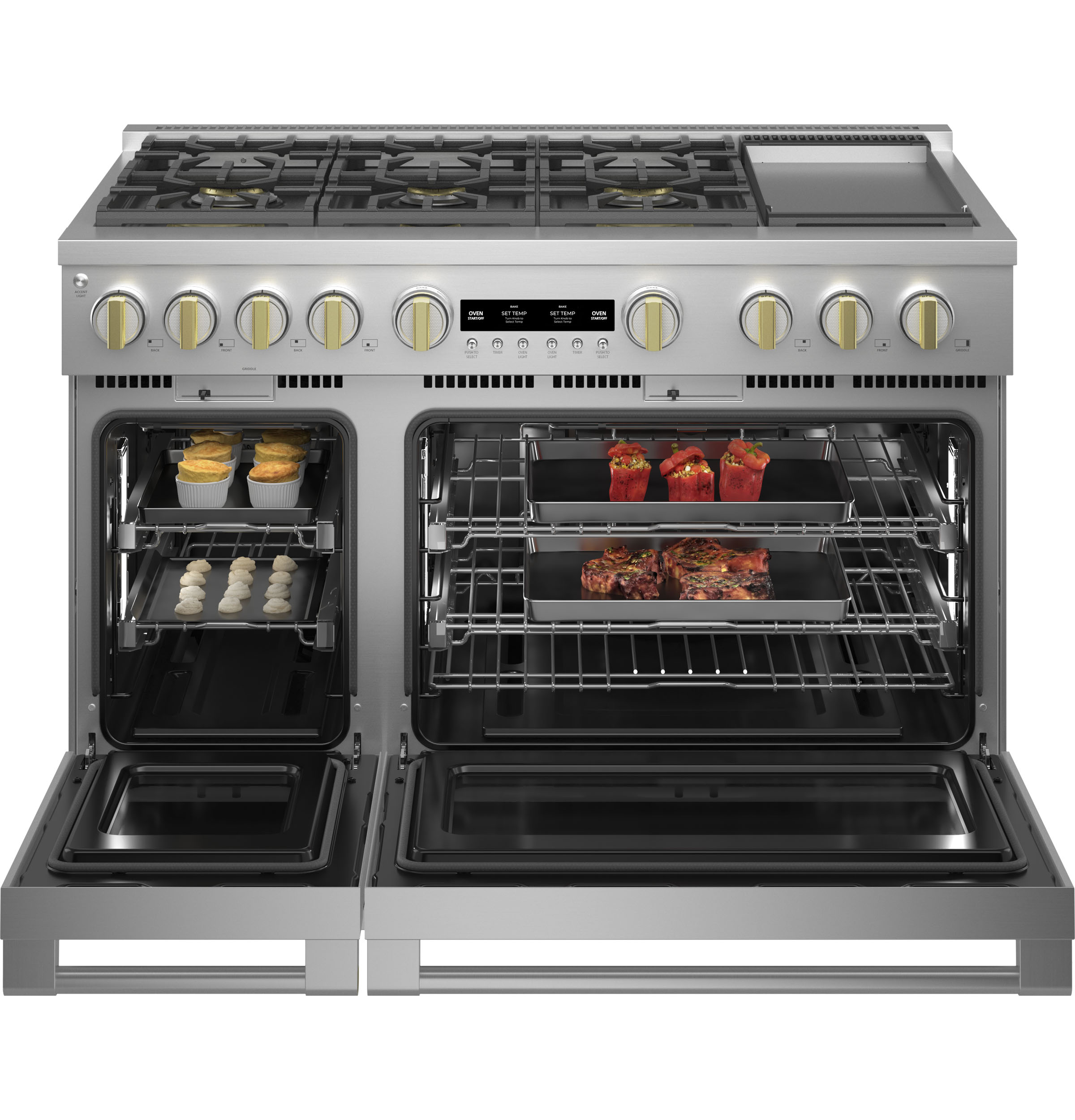 Model: ZGP486NDTSS | Monogram Monogram 48" All Gas Professional Range with 6 Burners and Griddle