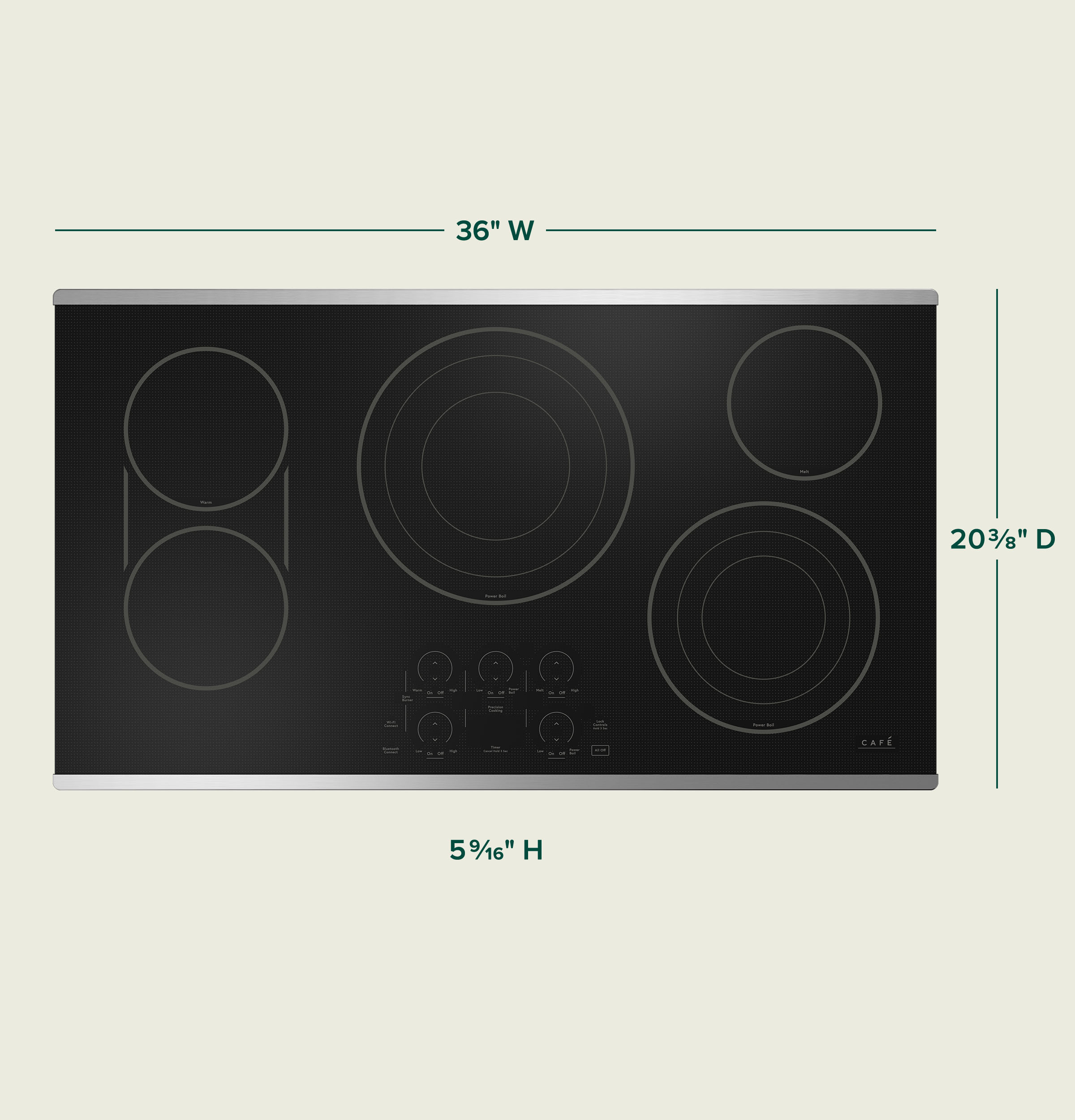 Model: CEP90362TSS | Cafe Café™ 36" Touch-Control Electric Cooktop