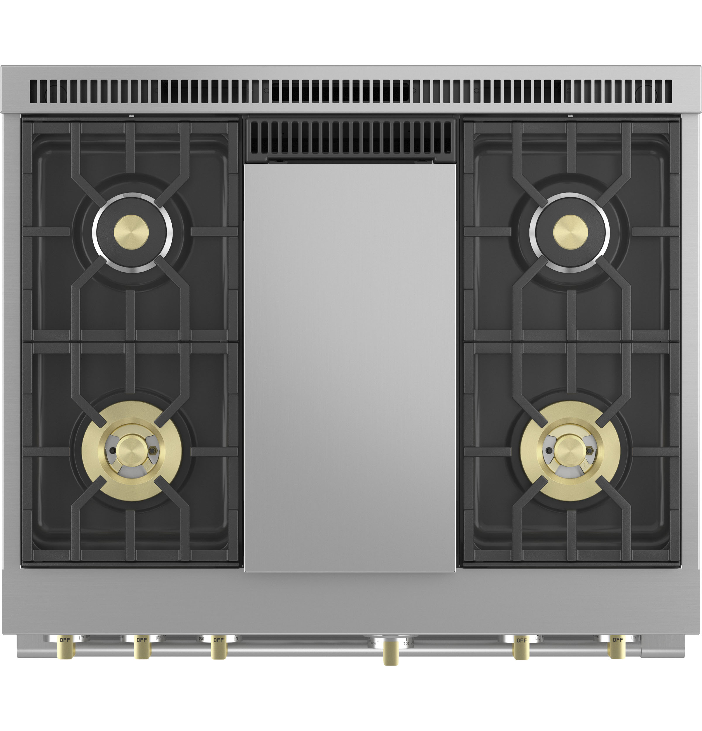 Model: ZGP364NDTSS | Monogram Monogram 36" All Gas Professional Range with 4 Burners and Griddle