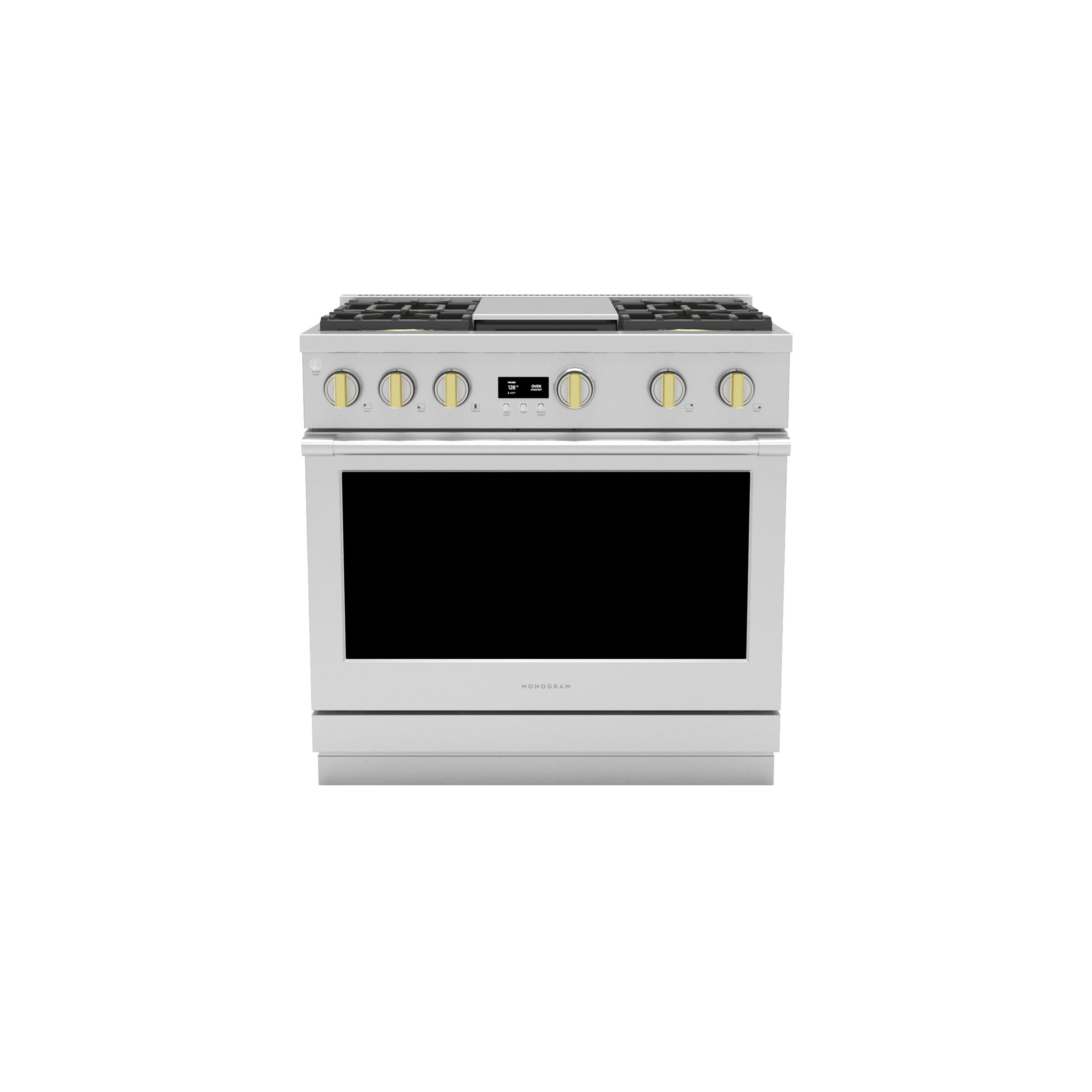 Model: ZGP364NDTSS | Monogram Monogram 36" All Gas Professional Range with 4 Burners and Griddle