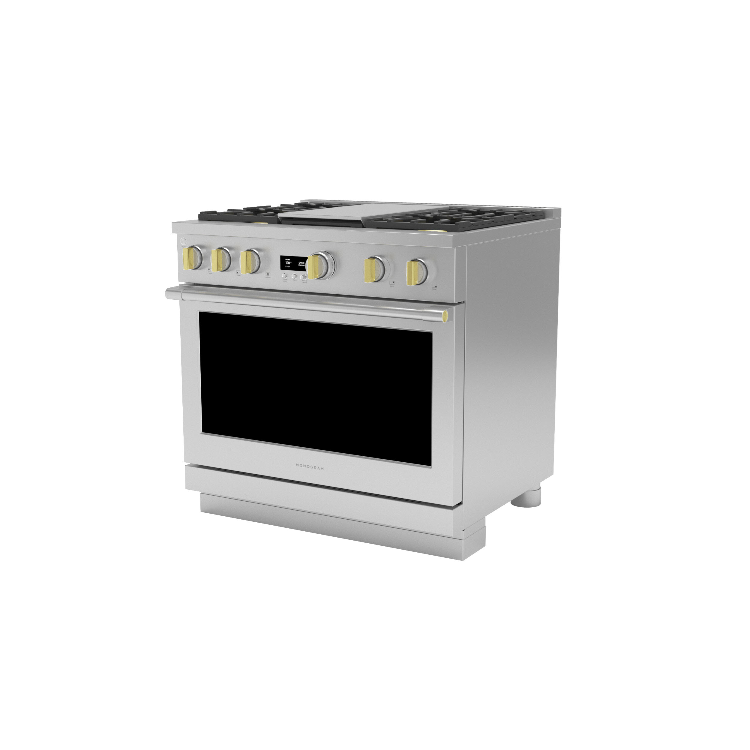 Model: ZGP364NDTSS | Monogram Monogram 36" All Gas Professional Range with 4 Burners and Griddle