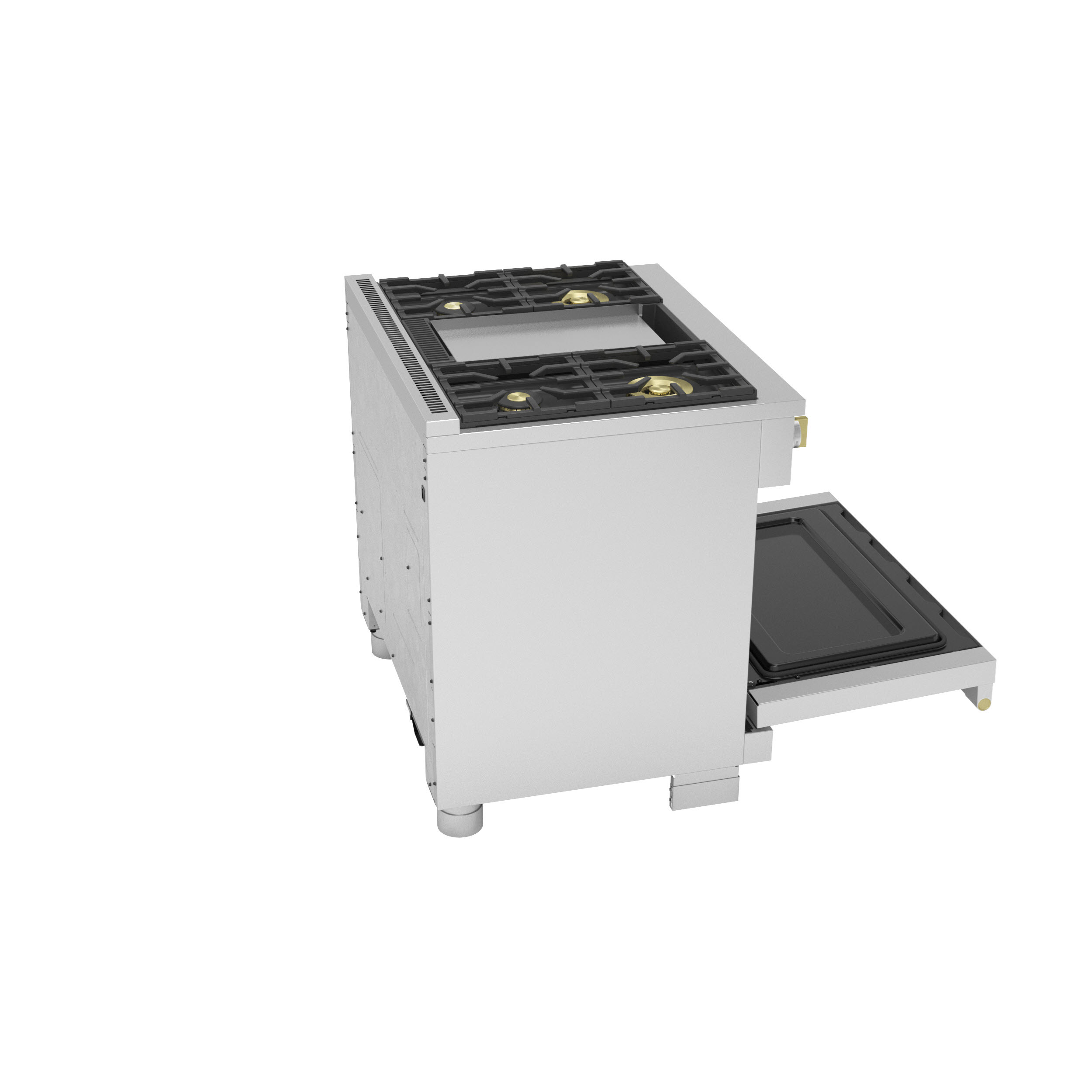 Model: ZGP364NDTSS | Monogram Monogram 36" All Gas Professional Range with 4 Burners and Griddle