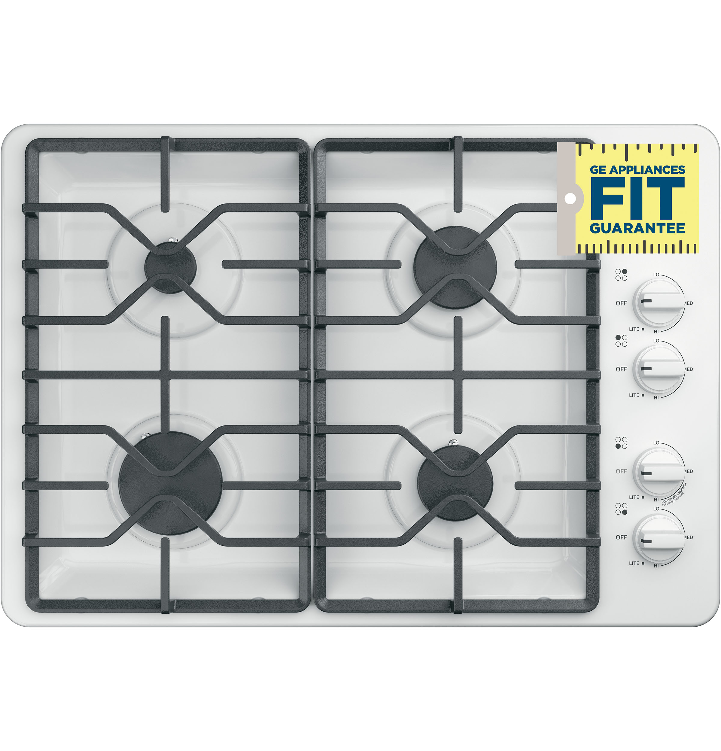 Model: JGP3030DLWW | GE GE® 30" Built-In Gas Cooktop with Dishwasher-Safe Grates