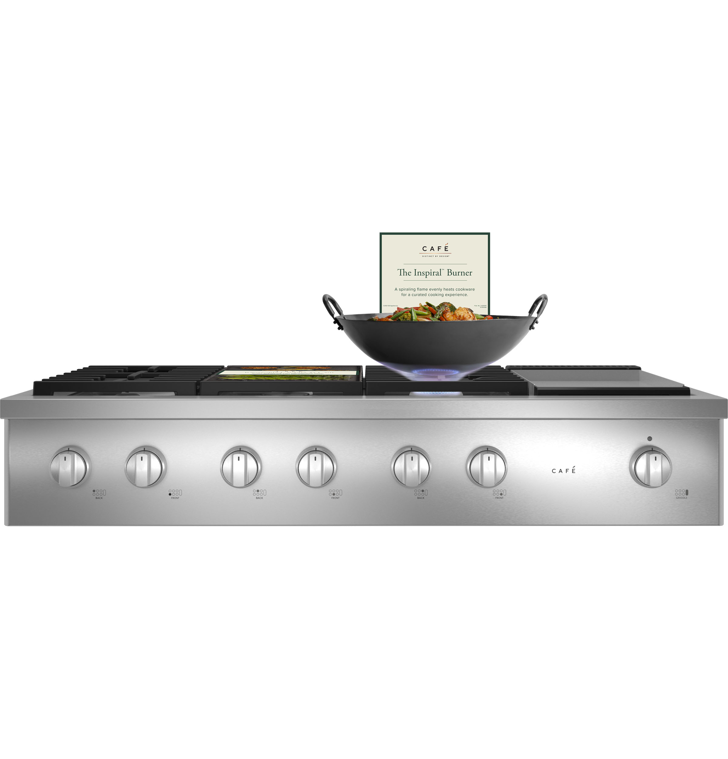Model: CGU486P2TS1 | Cafe Café™ 48" Commercial-Style Gas Rangetop with 6 Burners and Integrated Griddle (Natural Gas)