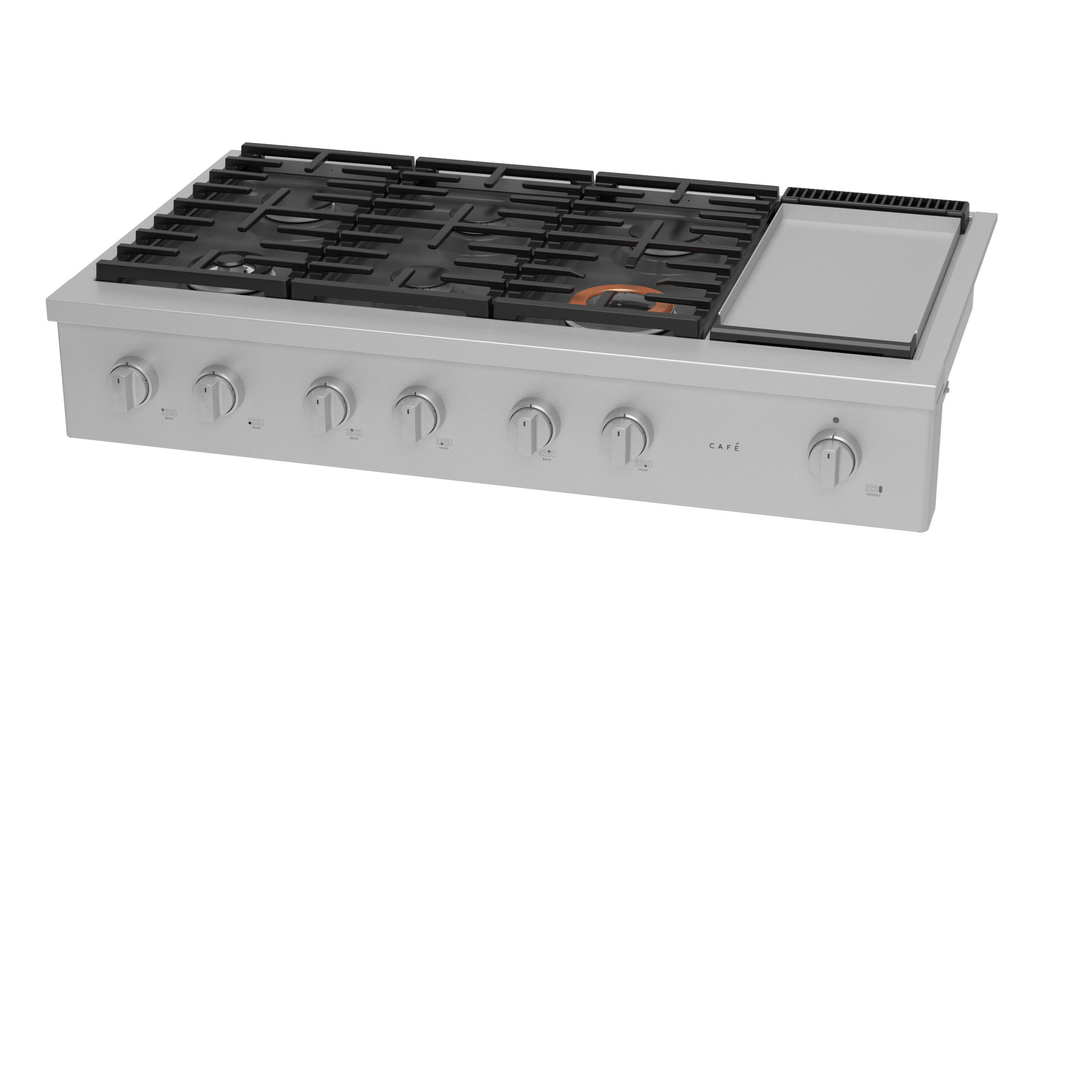 Model: CGU486P2TS1 | Cafe Café™ 48" Commercial-Style Gas Rangetop with 6 Burners and Integrated Griddle (Natural Gas)