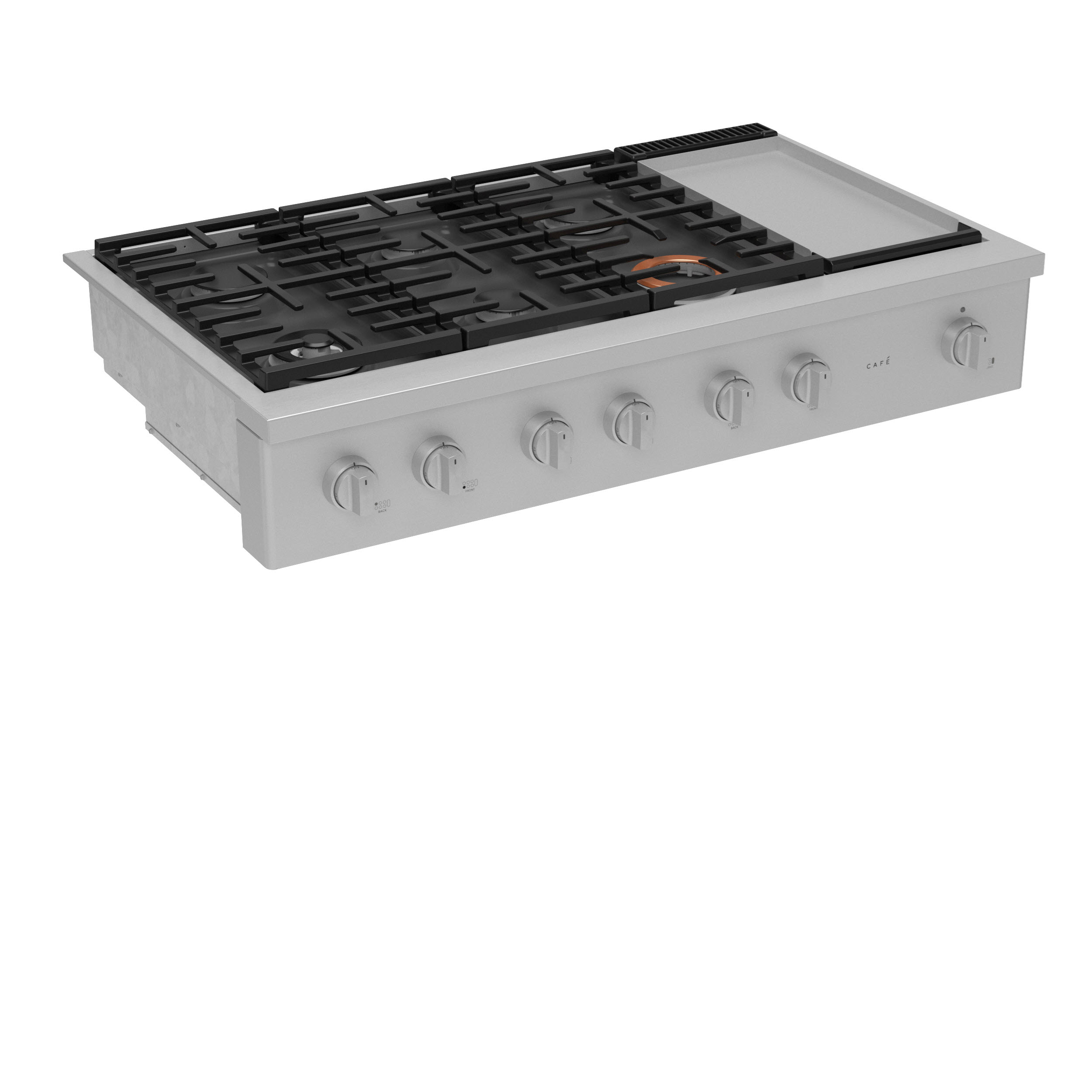 Model: CGU486P2TS1 | Cafe Café™ 48" Commercial-Style Gas Rangetop with 6 Burners and Integrated Griddle (Natural Gas)