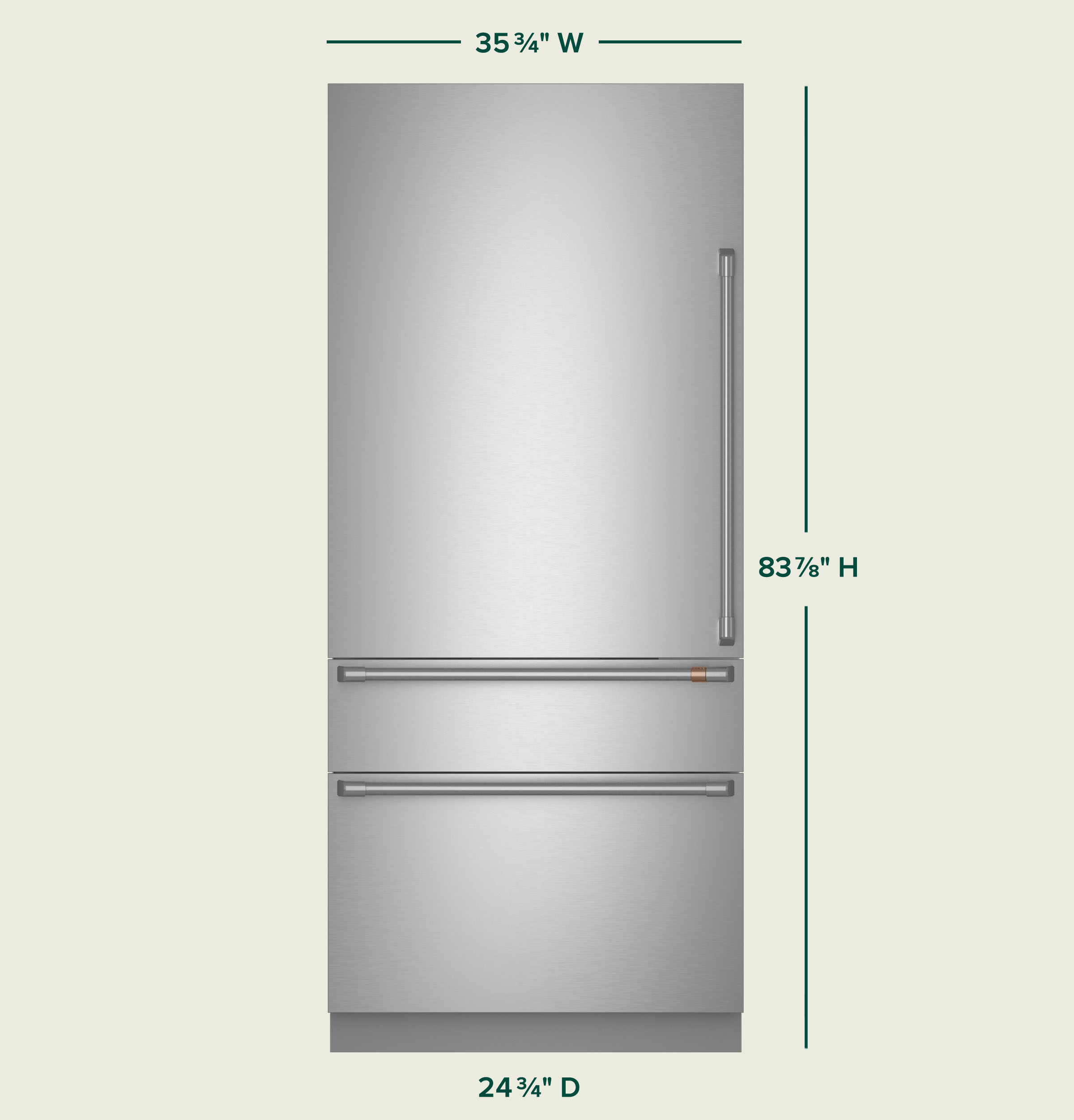 Model: CIC36LP2VS1 | Cafe Café™ 36" Integrated Bottom-Freezer Refrigerator