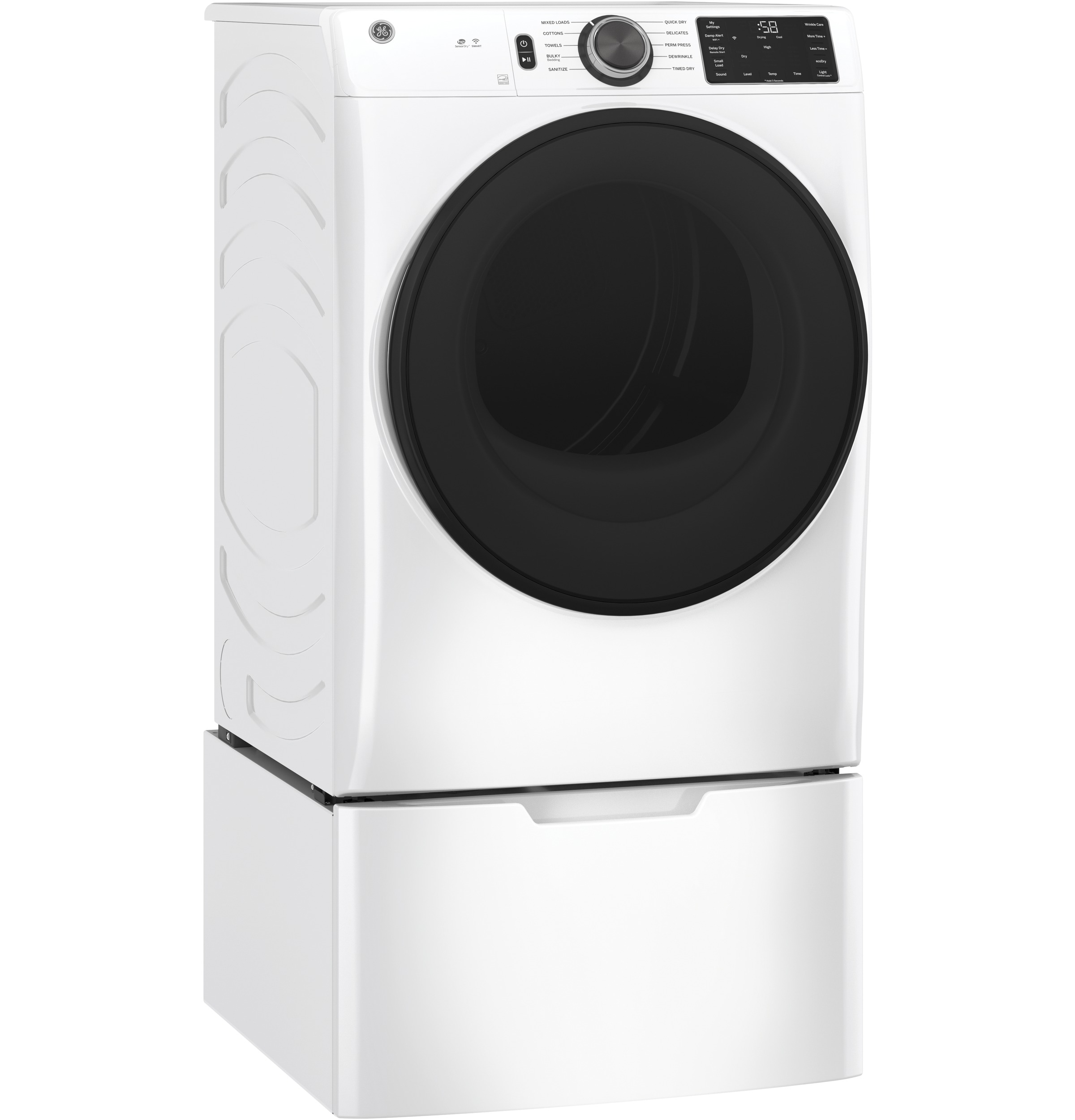 Model: GFD55GSSNWW | GE GE® ENERGY STAR® 7.8 cu. ft. Capacity Smart Front Load Gas Dryer with Sanitize Cycle