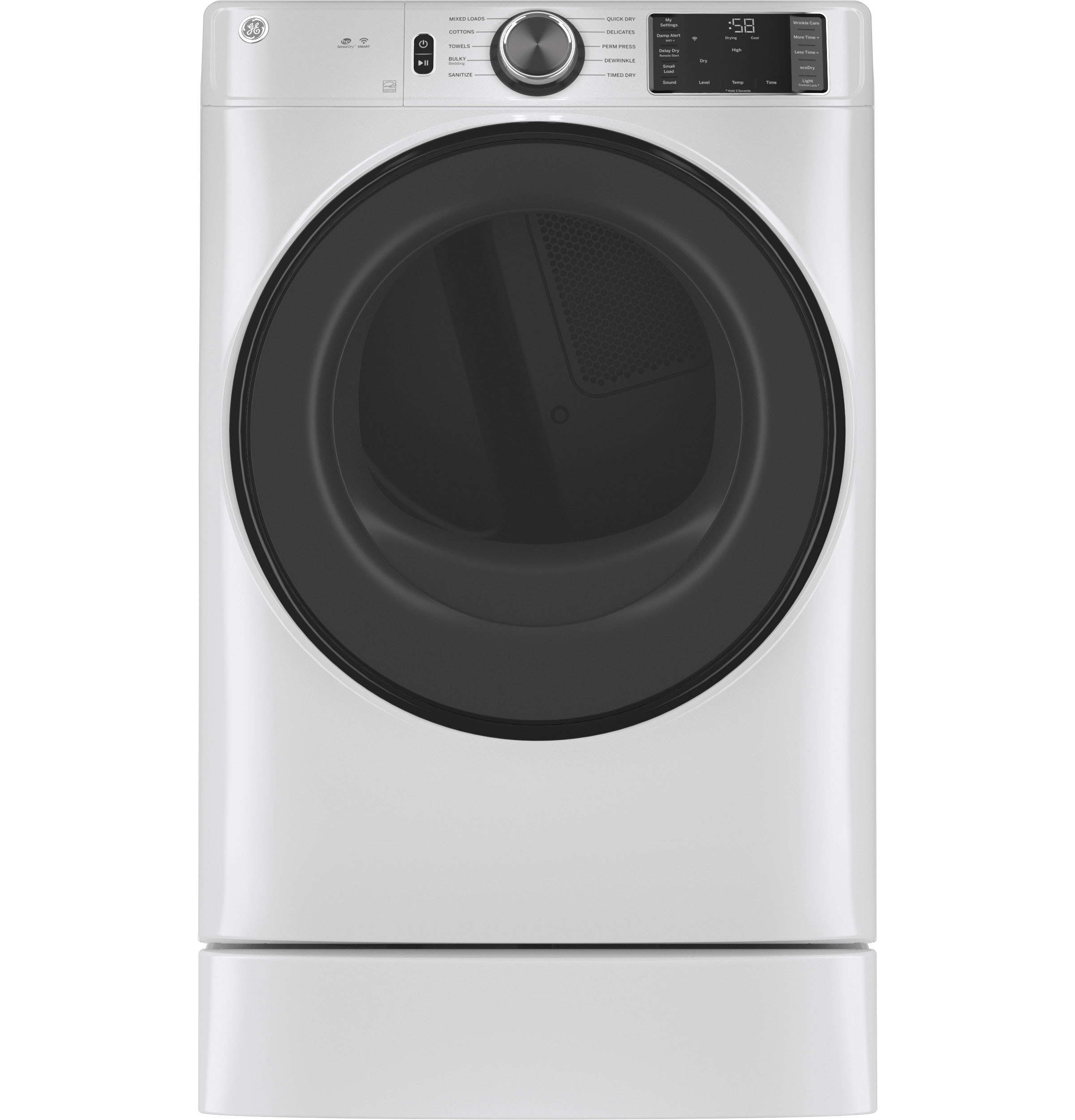 Model: GFD55GSSNWW | GE GE® ENERGY STAR® 7.8 cu. ft. Capacity Smart Front Load Gas Dryer with Sanitize Cycle