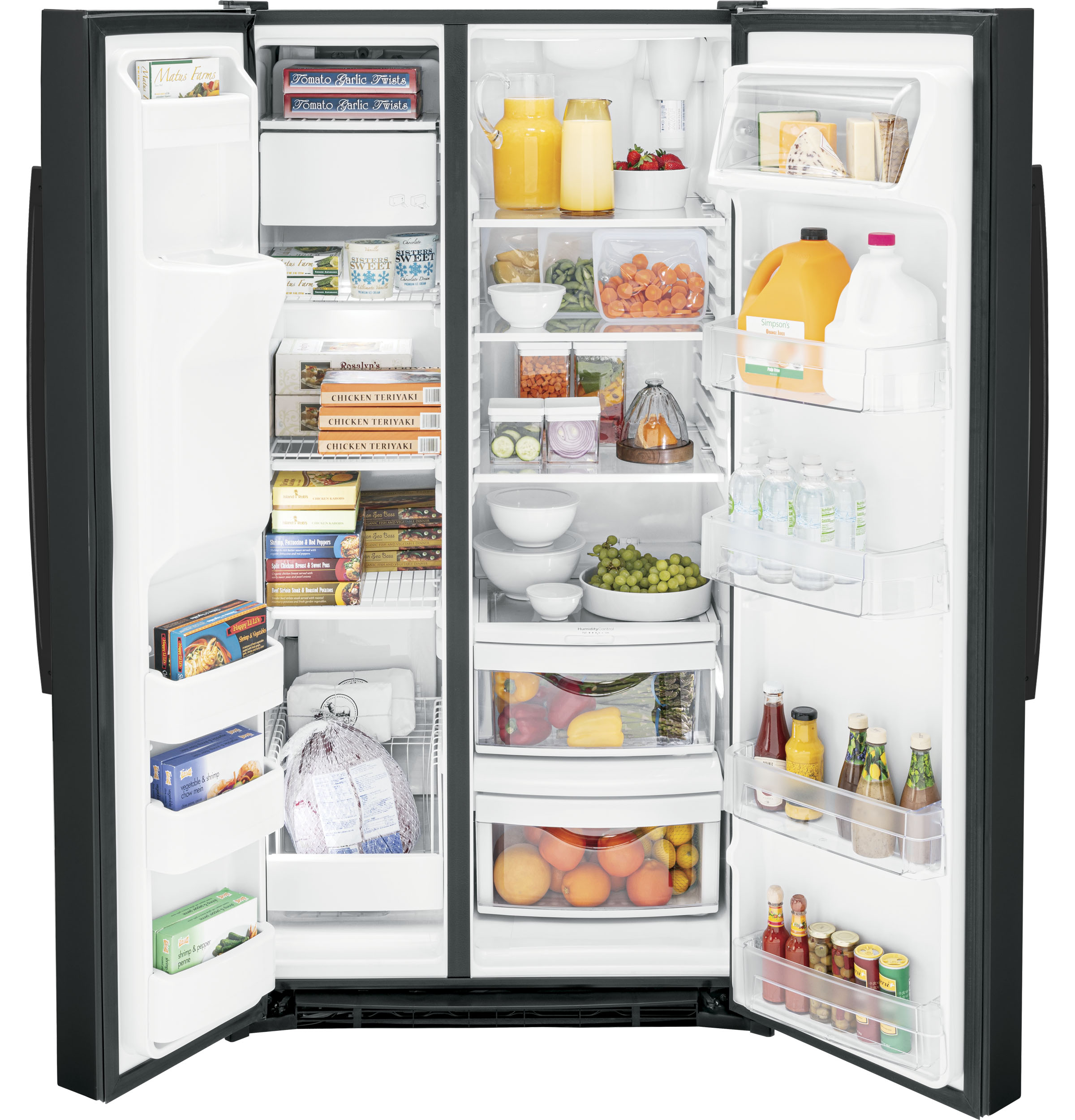 Model: GSS25GGPBB | GE GE® 25.3 Cu. Ft. Side-By-Side Refrigerator