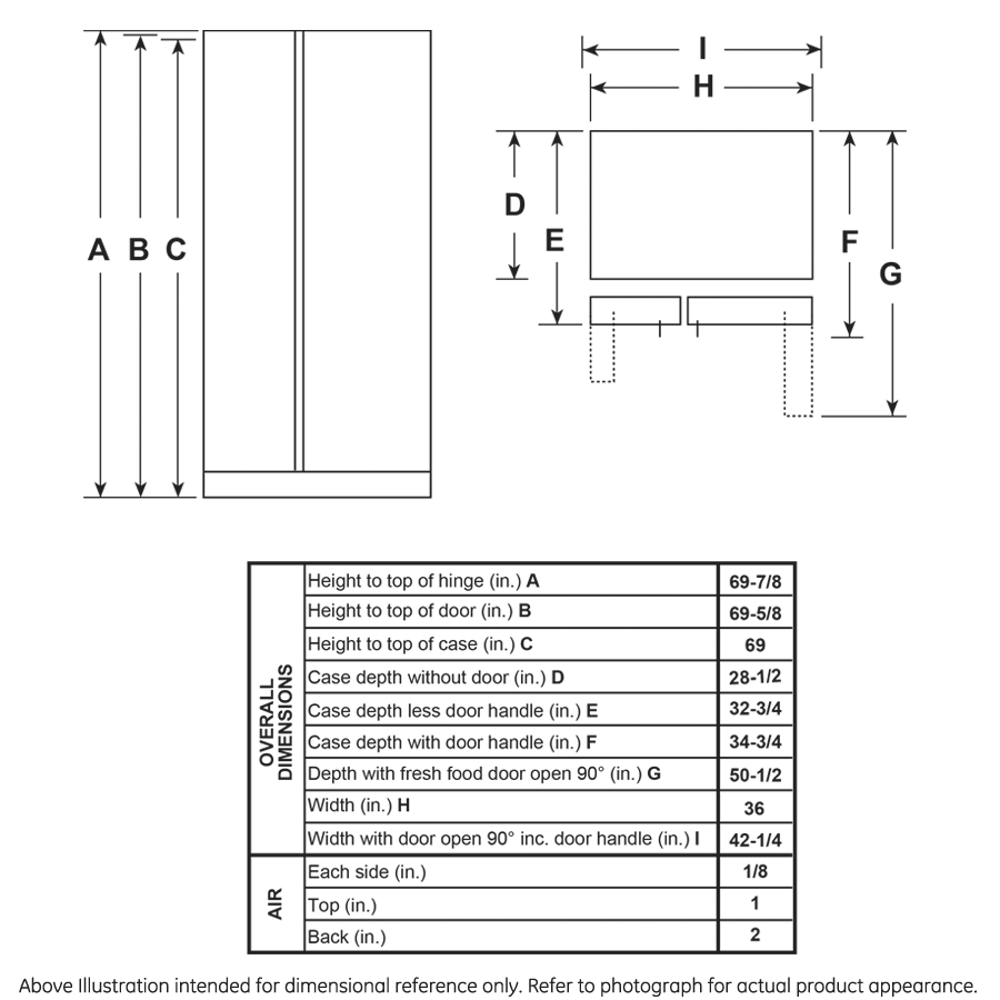 Model: GSS25GGPBB | GE GE® 25.3 Cu. Ft. Side-By-Side Refrigerator