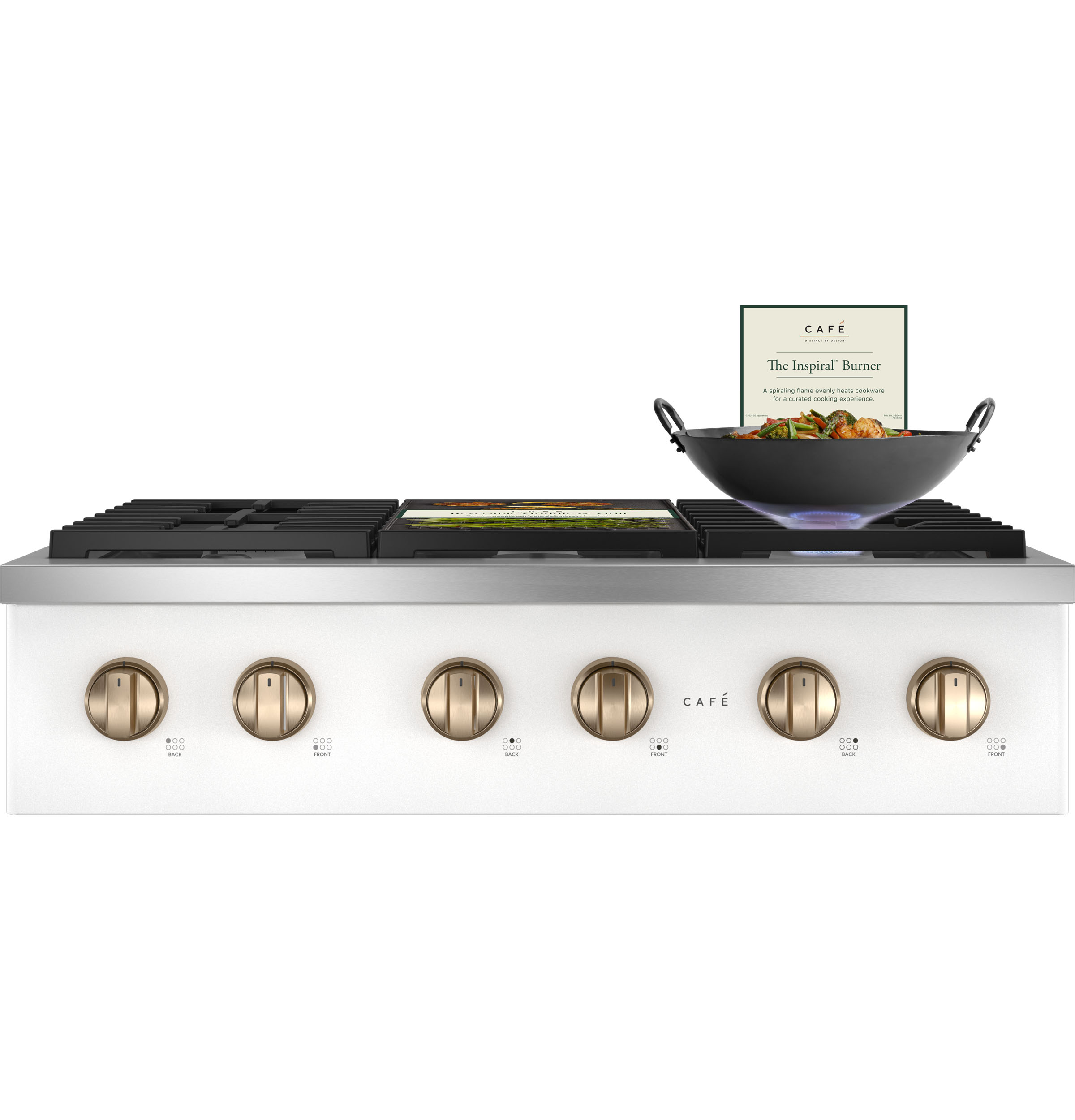 Model: CGU366P4TW2 | Cafe Café™ 36" Commercial-Style Gas Rangetop with 6 Burners (Natural Gas)
