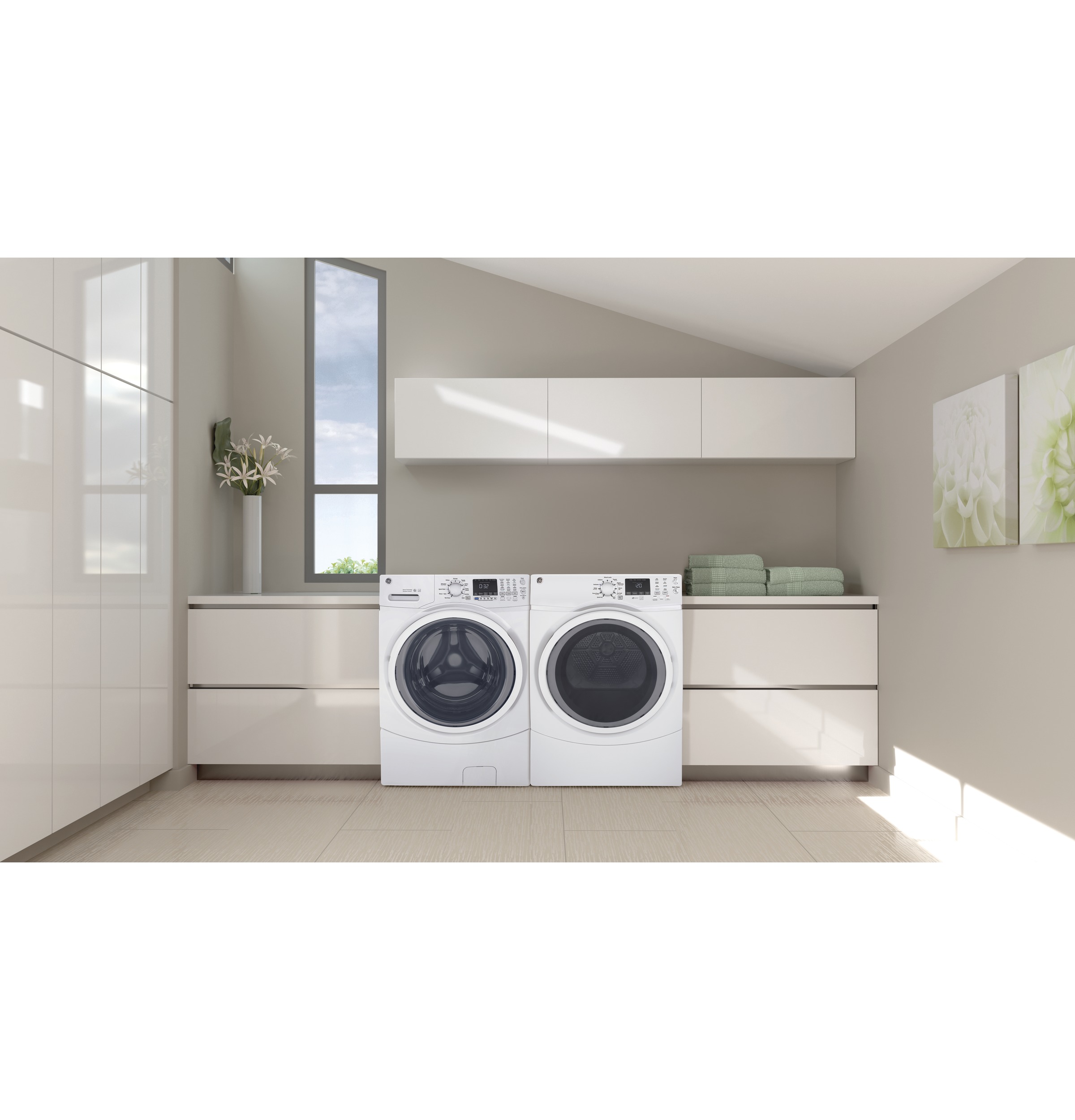 Model: GFW450SSMWW | GE GE® ENERGY STAR® 4.5 cu. ft. Capacity Front Load Washer with Steam