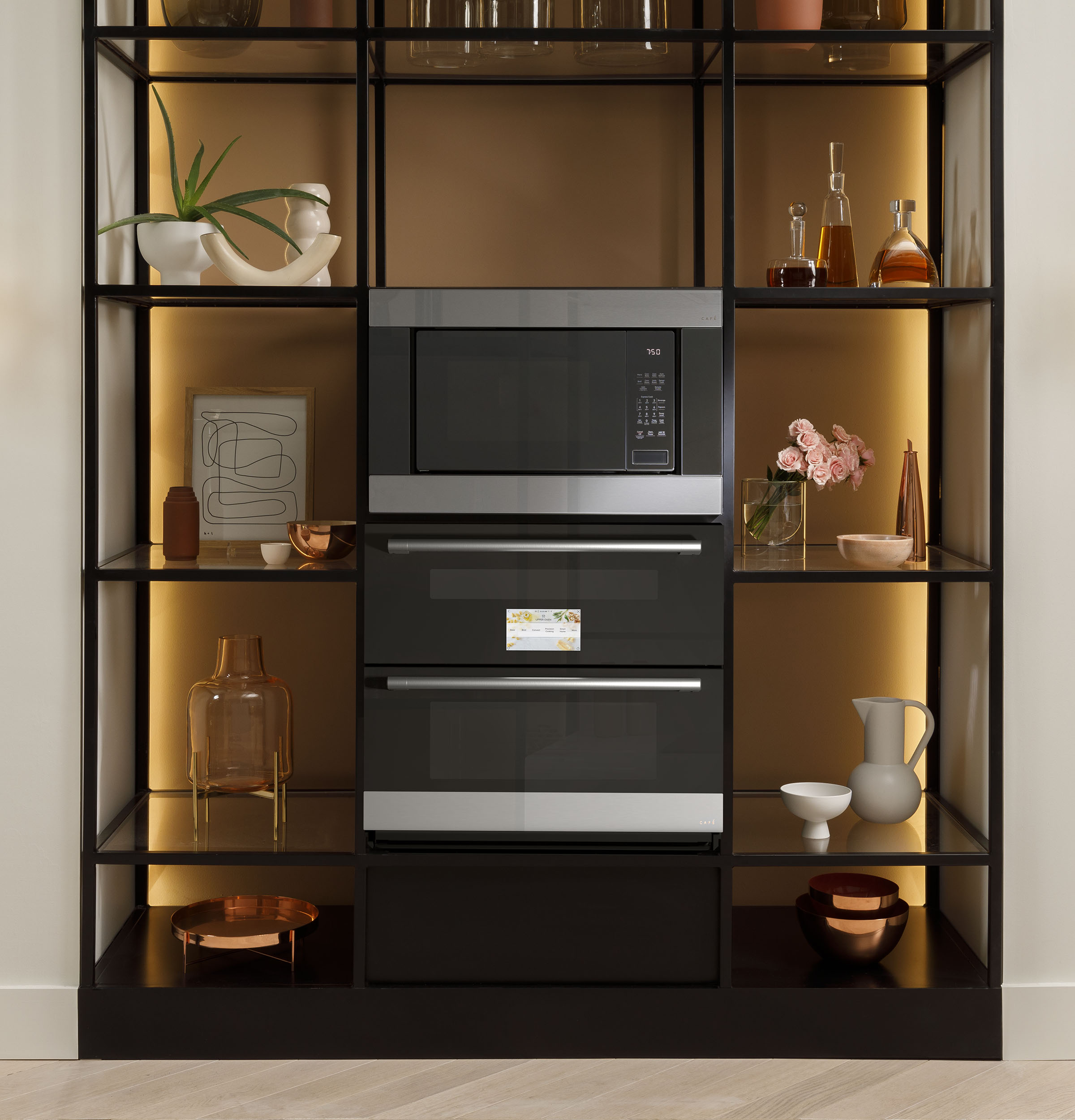 Model: CTS92DM2NS5 | Cafe Café™ 30" Duo Smart Single Wall Oven in Platinum Glass