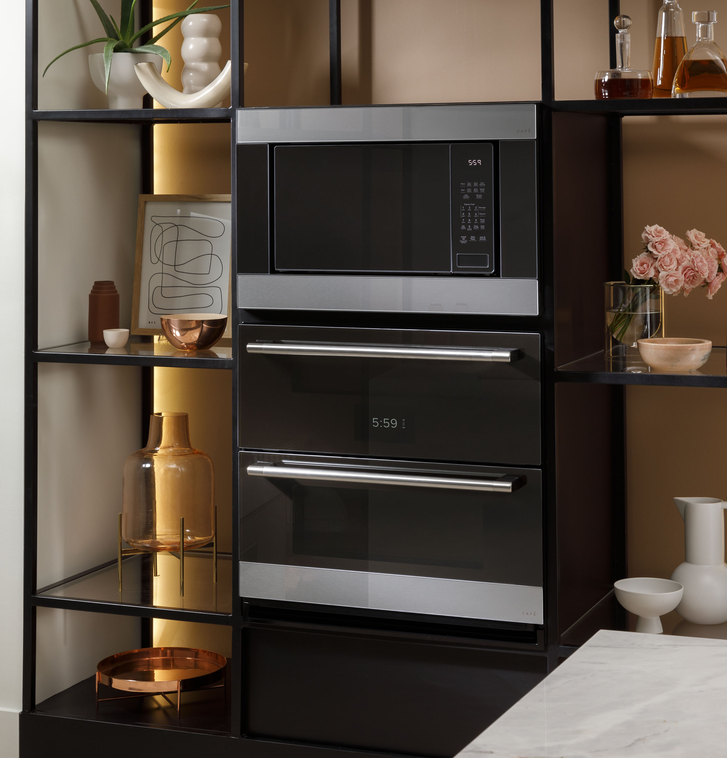Model: CTS92DM2NS5 | Cafe Café™ 30" Duo Smart Single Wall Oven in Platinum Glass