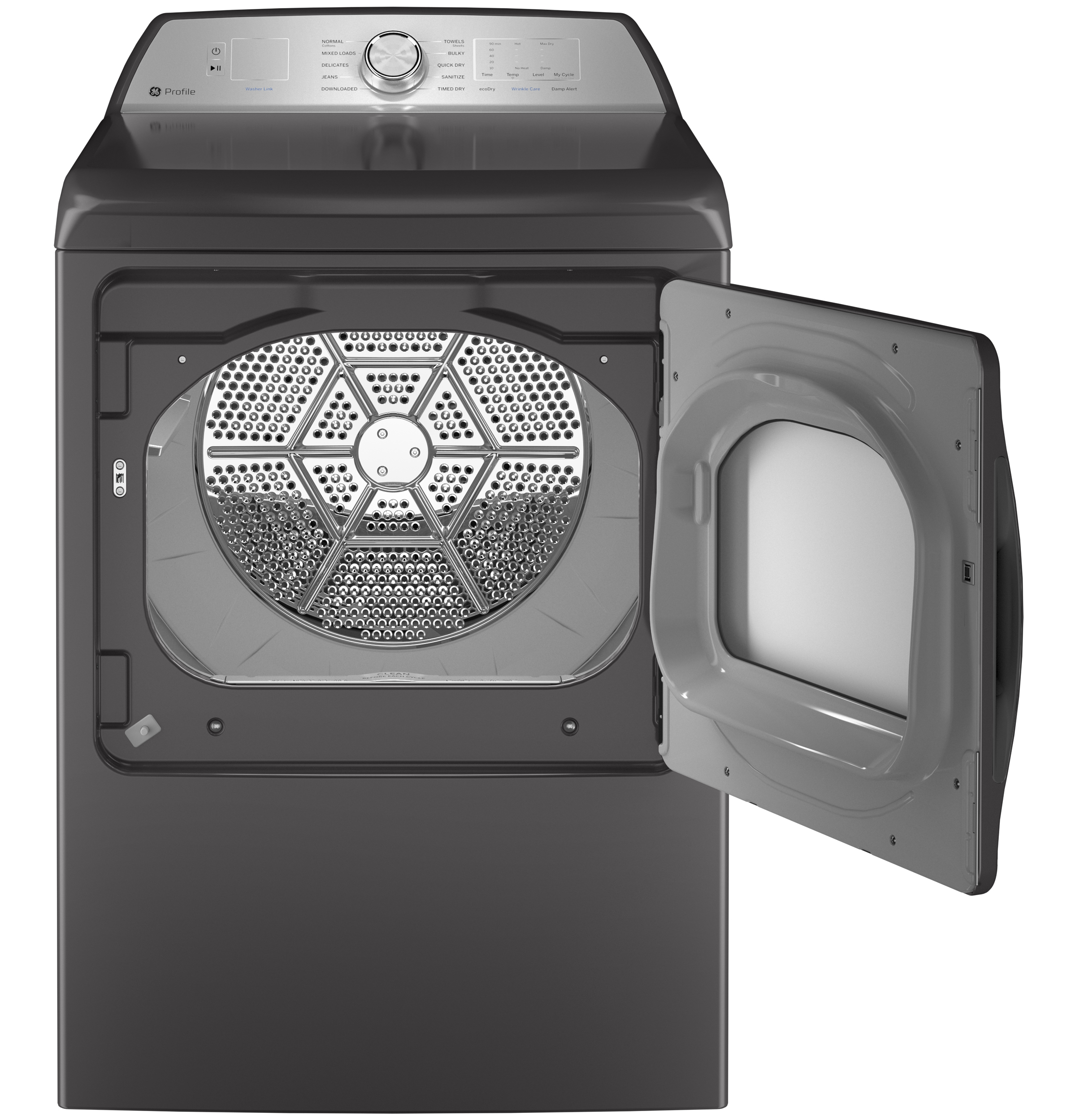 Model: PTD60GBPRDG | GE Profile GE Profile™ ENERGY STAR® 7.4 cu. ft. Capacity aluminized alloy drum Gas Dryer with Sanitize Cycle and Sensor Dry