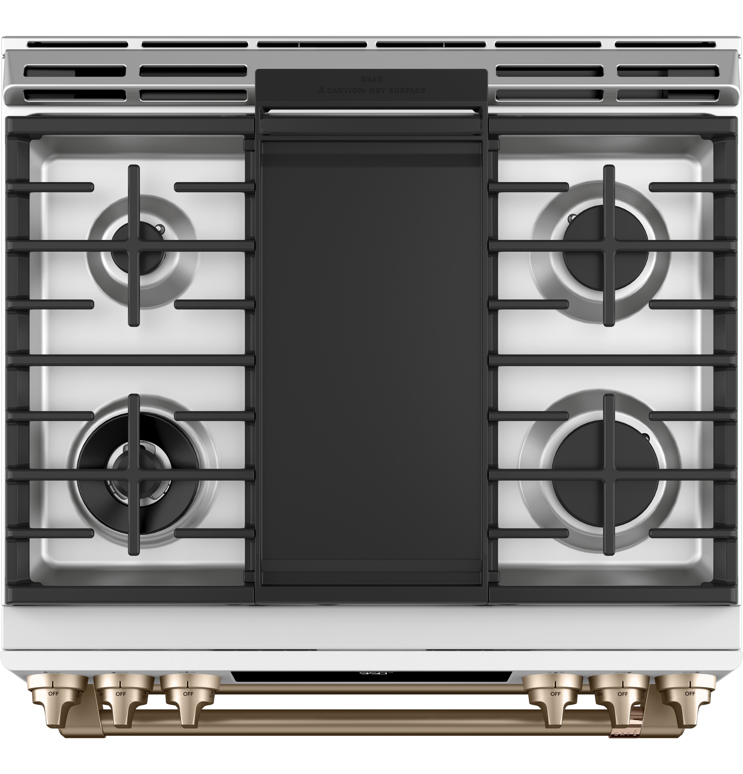 Model: C2S950P4MW2 | Cafe Café™ 30" Smart Slide-In, Front-Control, Dual-Fuel, Double-Oven Range with Convection