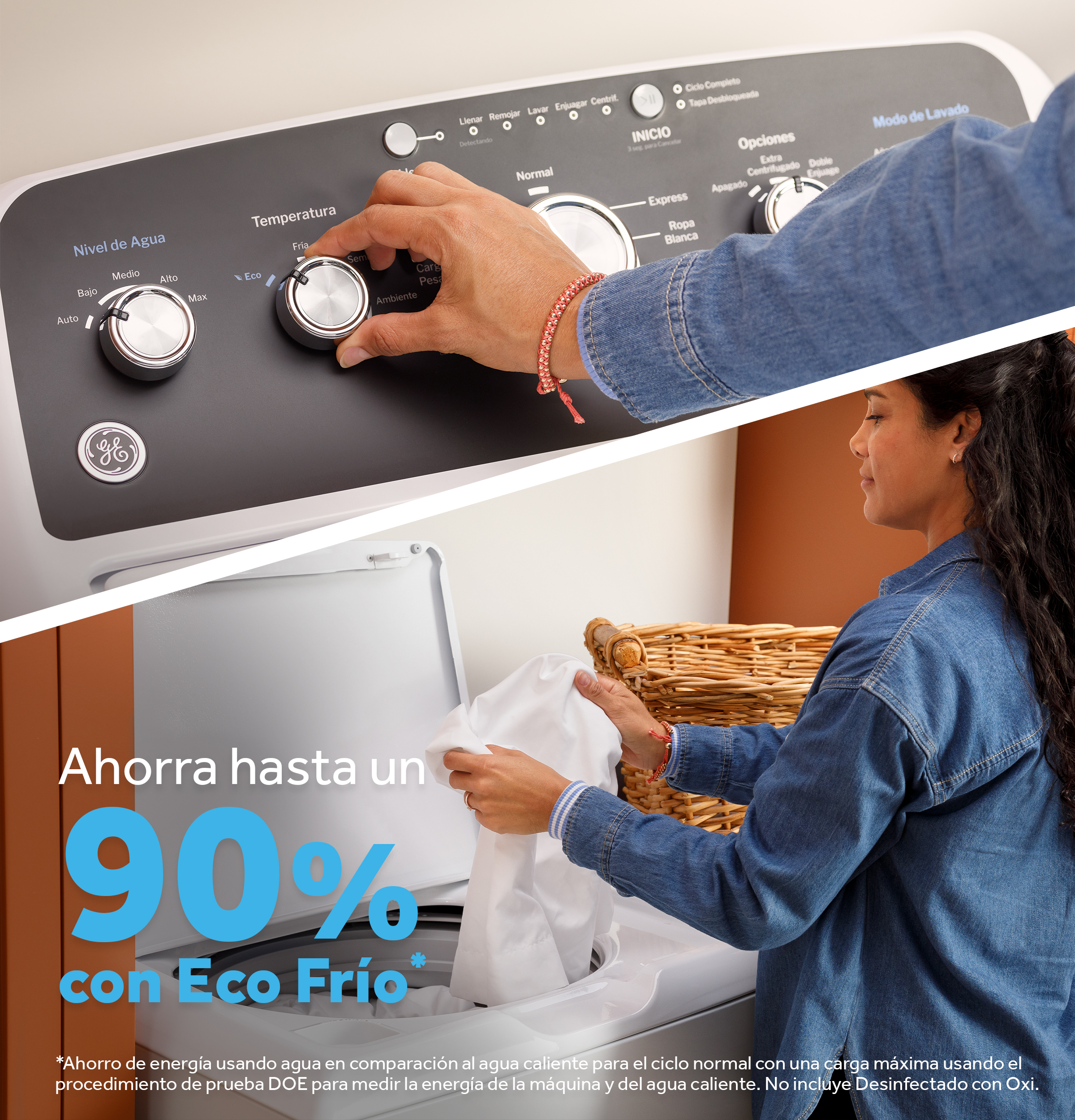 Model: ETW485ASWWB | GE GE® 4.5 cu. ft. Capacity Washer with Spanish Panel and Wash Modes Soak and Power