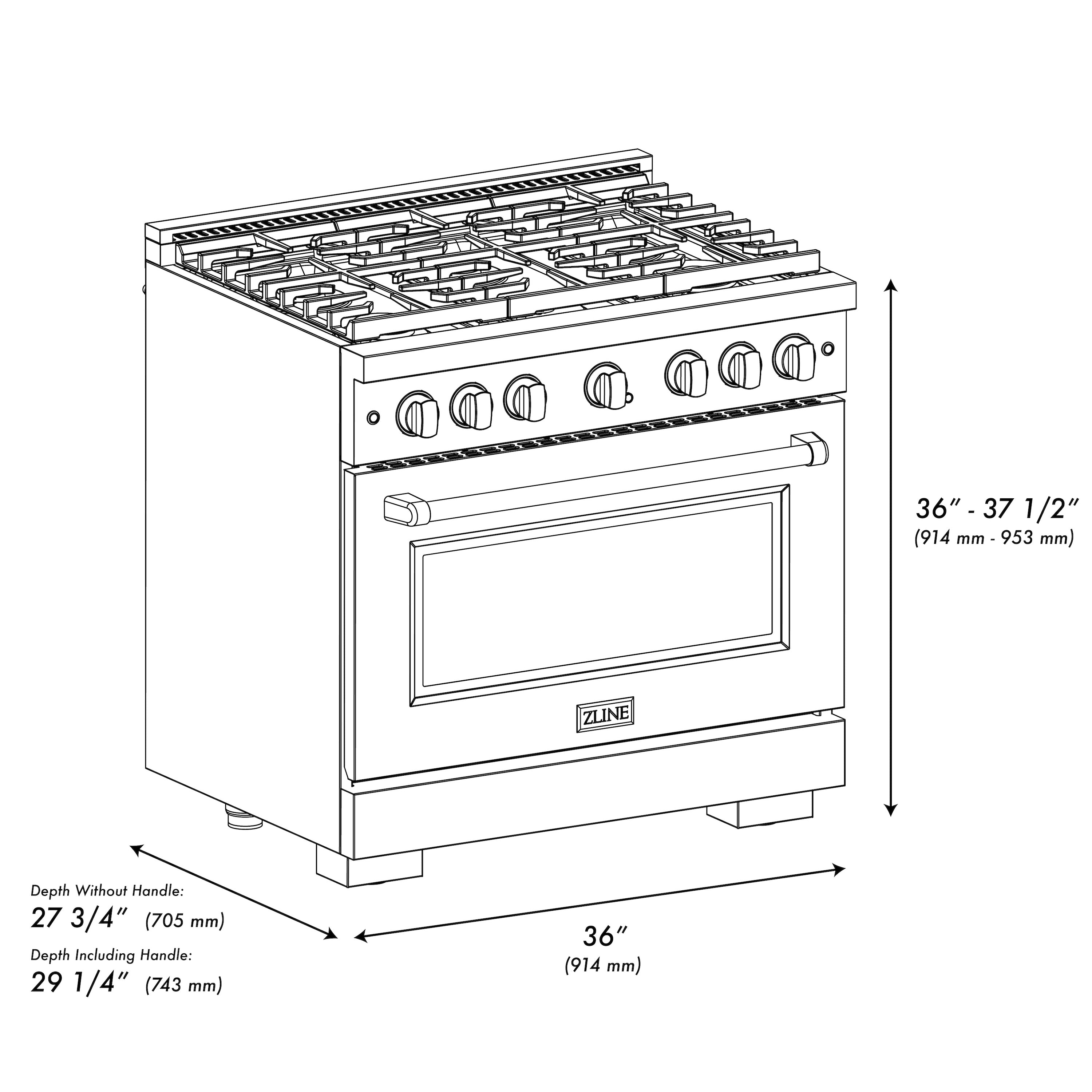Model: SGR-BLM-30 | ZLINE ZLINE 30 in. 4.2 cu. ft. Paramount Gas Range with 4 Burner Cooktop and Convection Gas Oven in Stainless Steel with Black Matte Door (SGR-BLM-30)