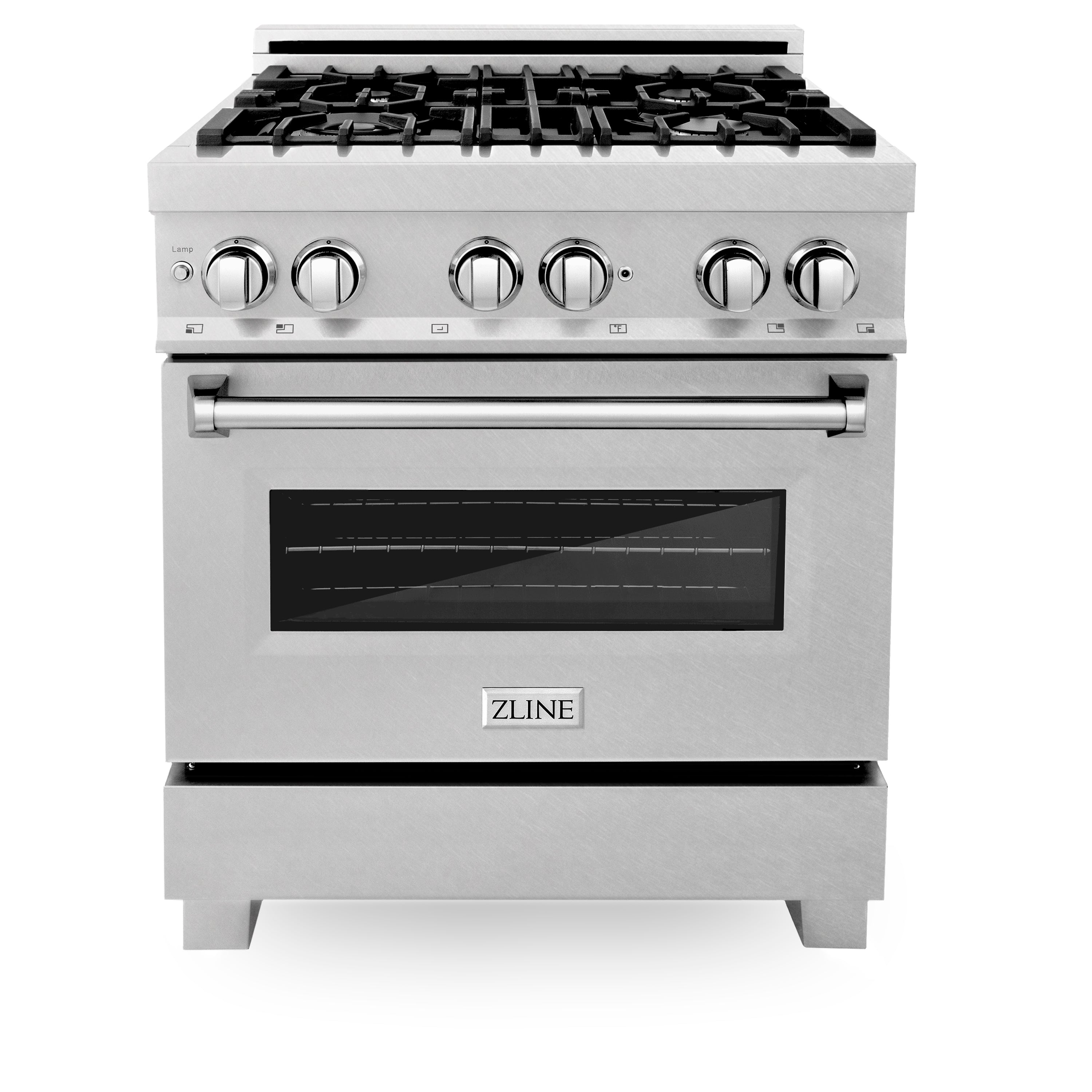 Model: RAS-SN-GR-30 | ZLINE ZLINE 30 in. 4.0 cu. ft. Legacy Dual Fuel Range with 4 Burner Gas Cooktop and Electric Convection Oven in DuraSnow Stainless Steel with Griddle (RAS-SN-GR-30)