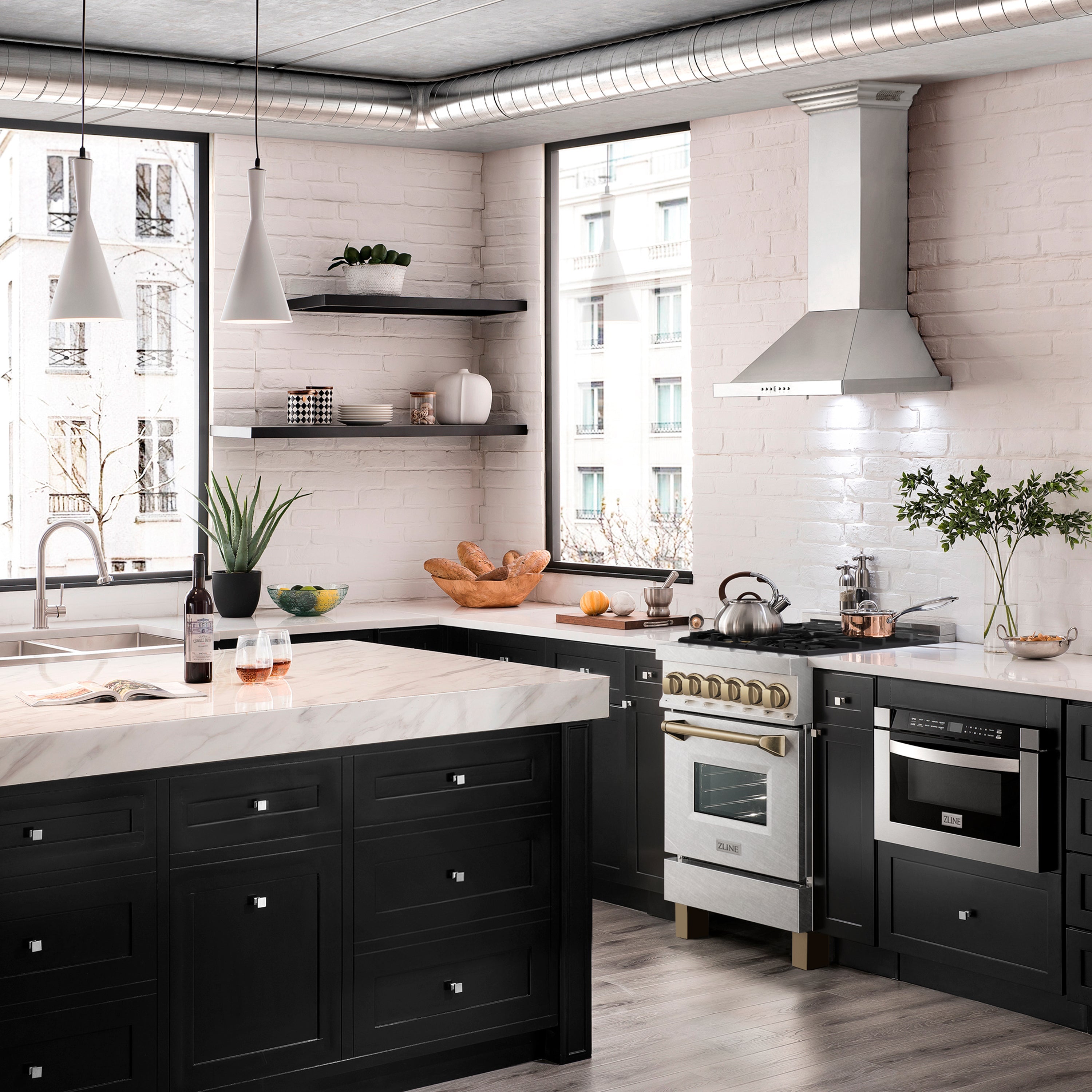 Model: RASZ-SN-24-MB | ZLINE 24" 2.8 cu. ft. Dual Fuel Range with Gas Stove and Electric Oven