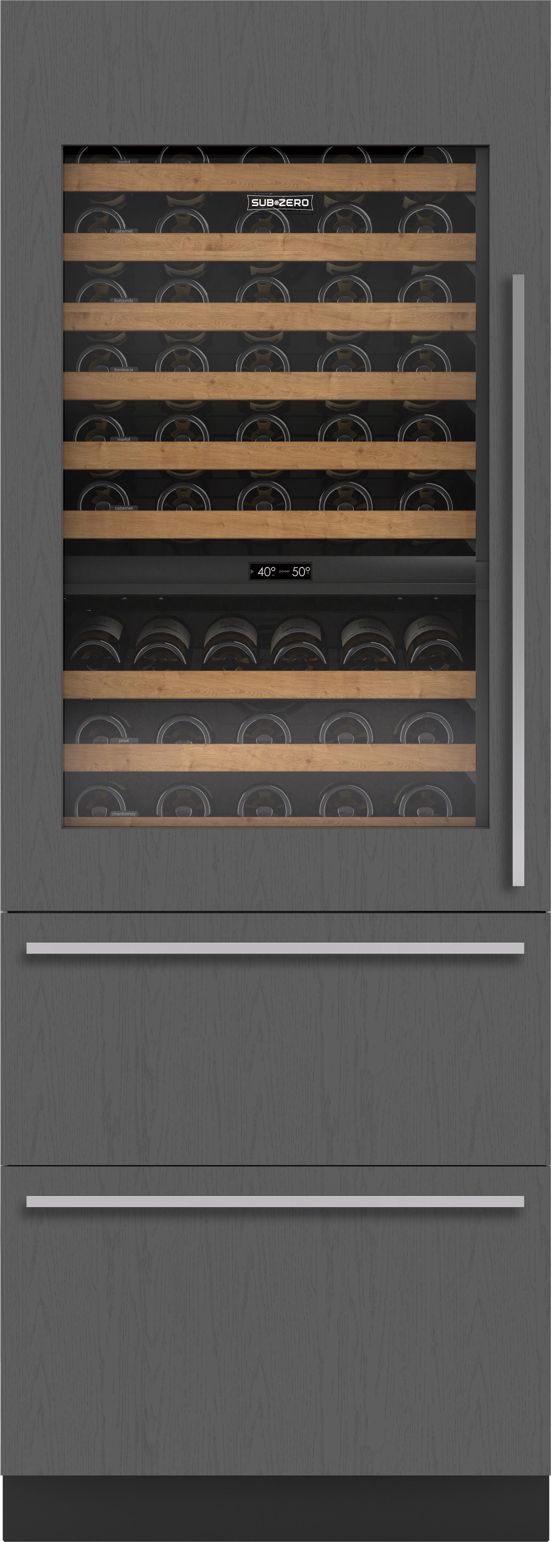 Model: DET3050WRA/R | Sub-Zero 30" Designer Wine Storage with Refrigerator Drawers - Panel Ready