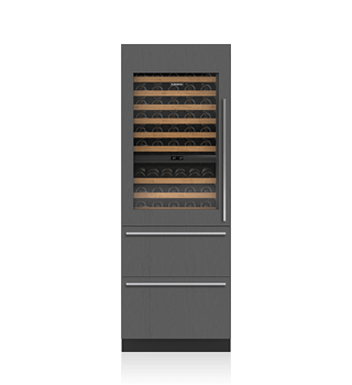 Model: DET3050WRA/R | Sub-Zero 30" Designer Wine Storage with Refrigerator Drawers - Panel Ready