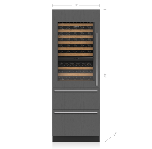 Model: DET3050WRA/R | Sub-Zero 30" Designer Wine Storage with Refrigerator Drawers - Panel Ready