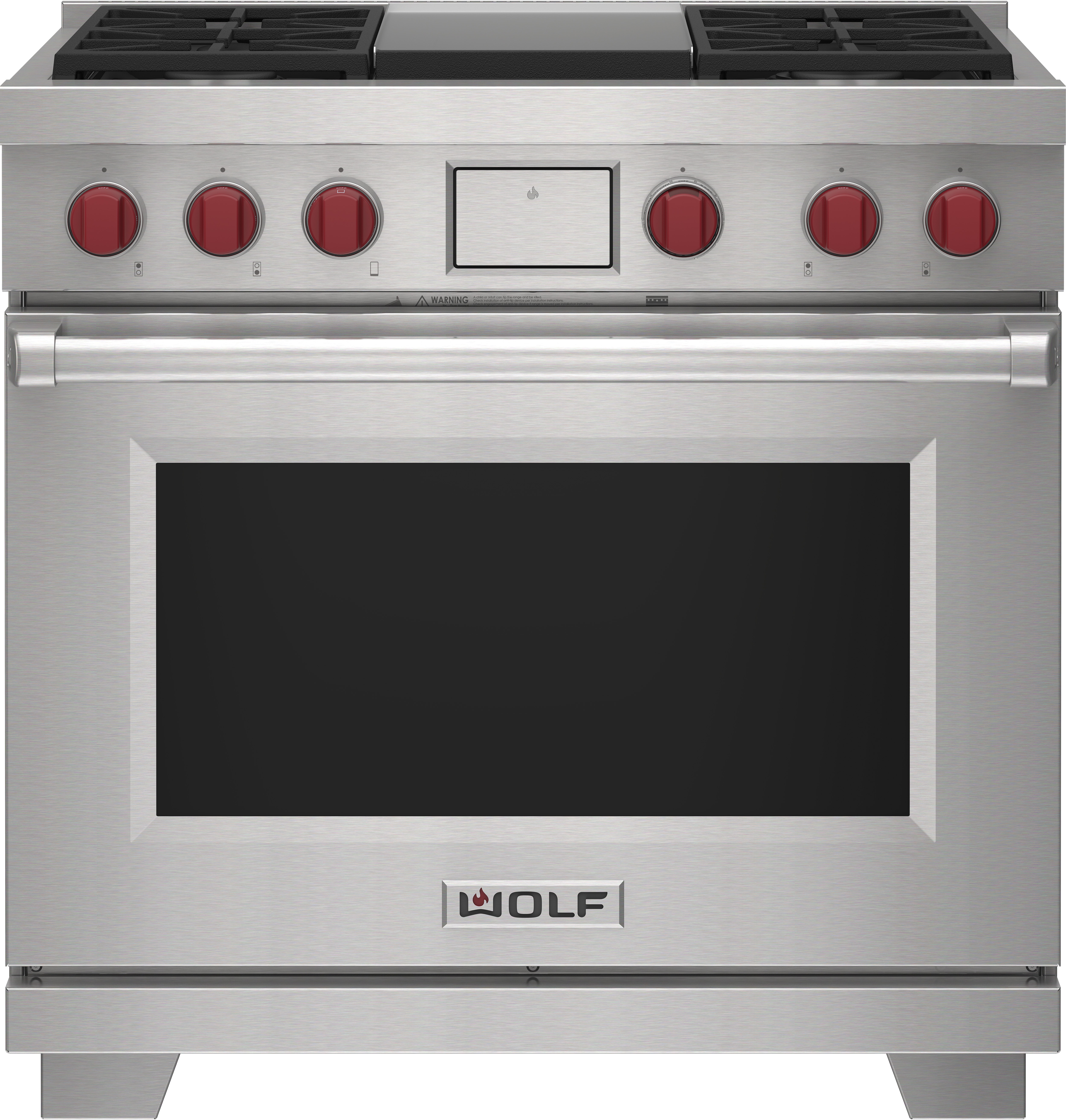 Wolf 36" Dual Fuel Range - 4 Burners and Infrared Griddle